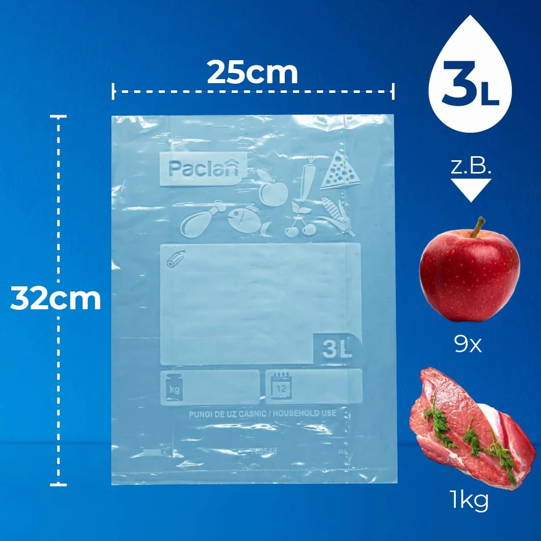 Paclan Sacchetti per congelatore, 3 litri (confezione da 30) trasparenti