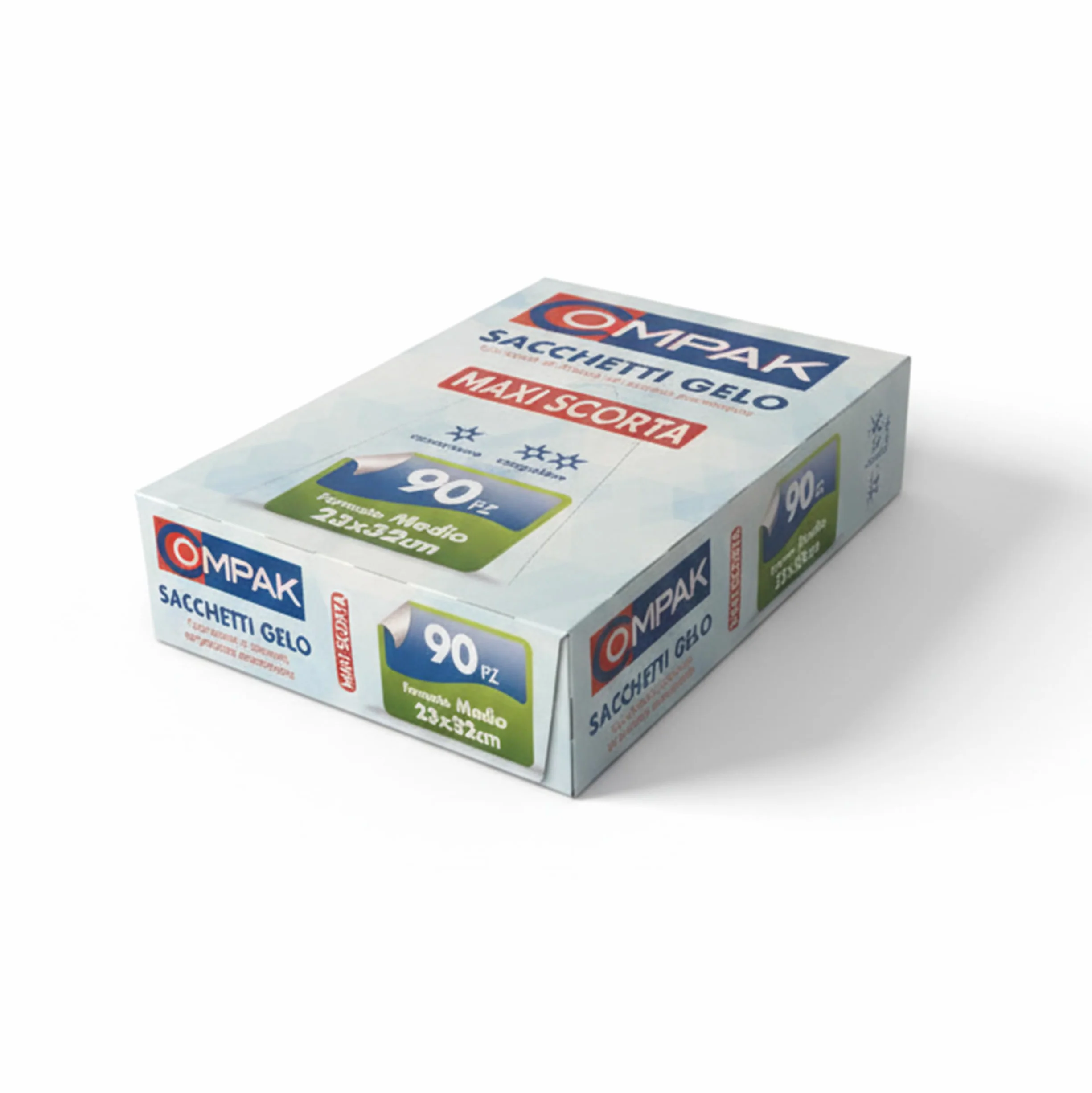 FRIO 90 Sacchetti Gelo Misura Media 23x32 cm | Confezione Risparmio per Alimenti, Freezer e Cucina | Buste Congelatore con Laccetti ed Etichetta | Antistrappo e Resistenti, Maxi Scorta