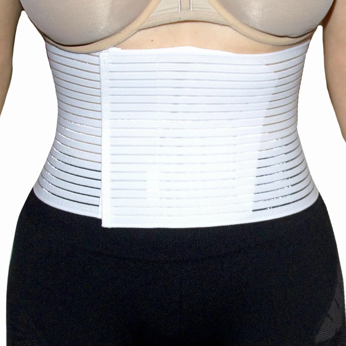 BODYPERFECT Fascia ernia ombelicale Pancera Post operatoria Cintura Post Parto Elasticizzata A Strappo Altezza 16 Cm Made in Italy (Bianco, L)