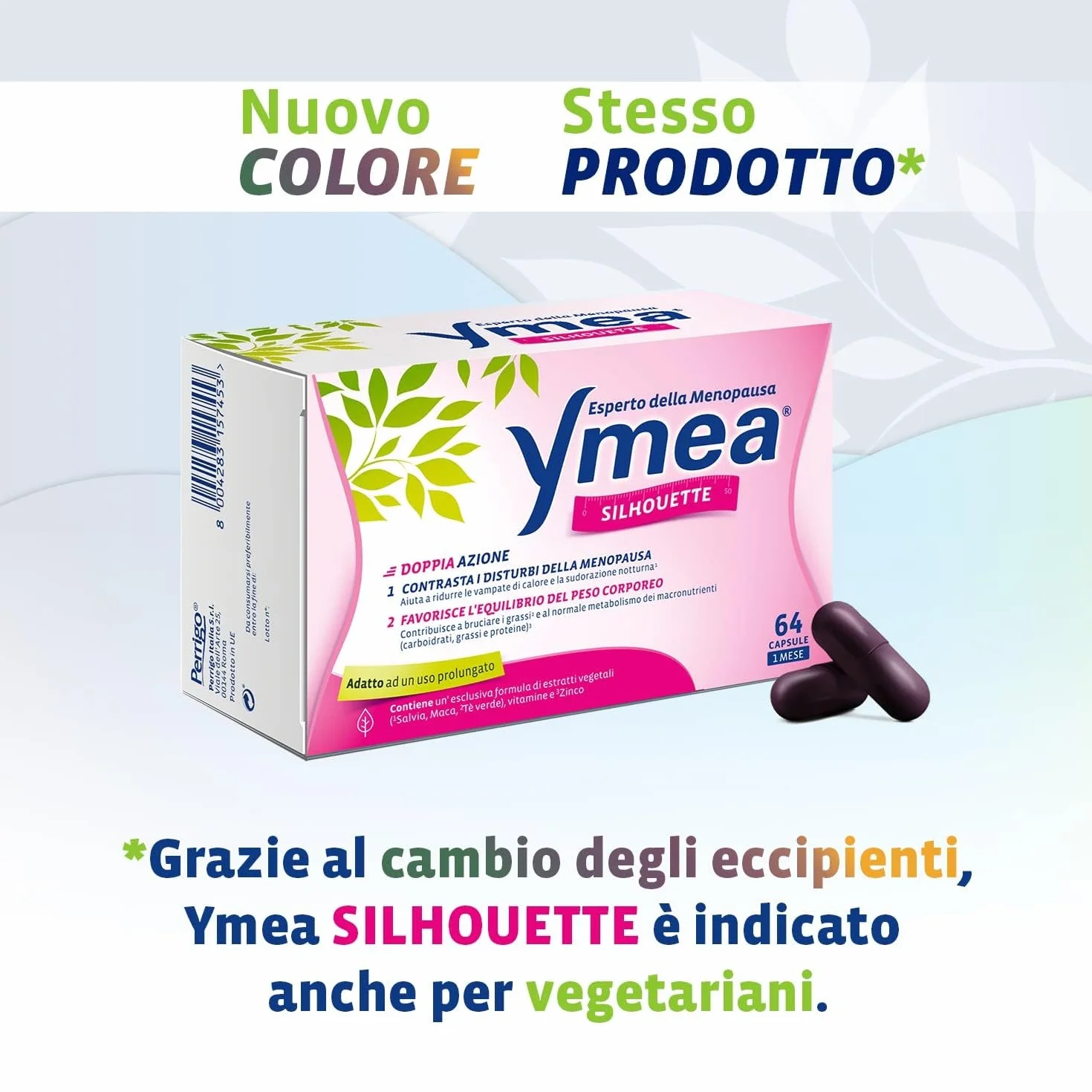 Ymea Silhouette Esperto della Menopausa, Integratore Alimentare, Favorisce l'Equilibrio del Peso Corporeo, 64 Capsule
