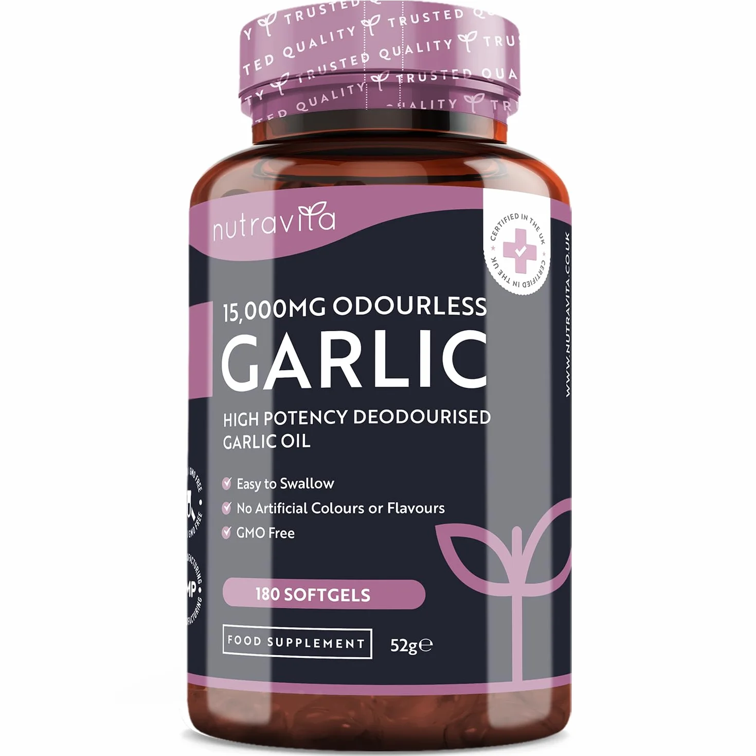 Nutravita Aglio Inodore in Capsule 15.000mg – 180 Softgels AltoDosaggio – Fornitura di 6 Mesi – Estratto di Olio di Aglio Puro ad Alta Qualità Deodorizzato Ricavato dall’Allium Sativum