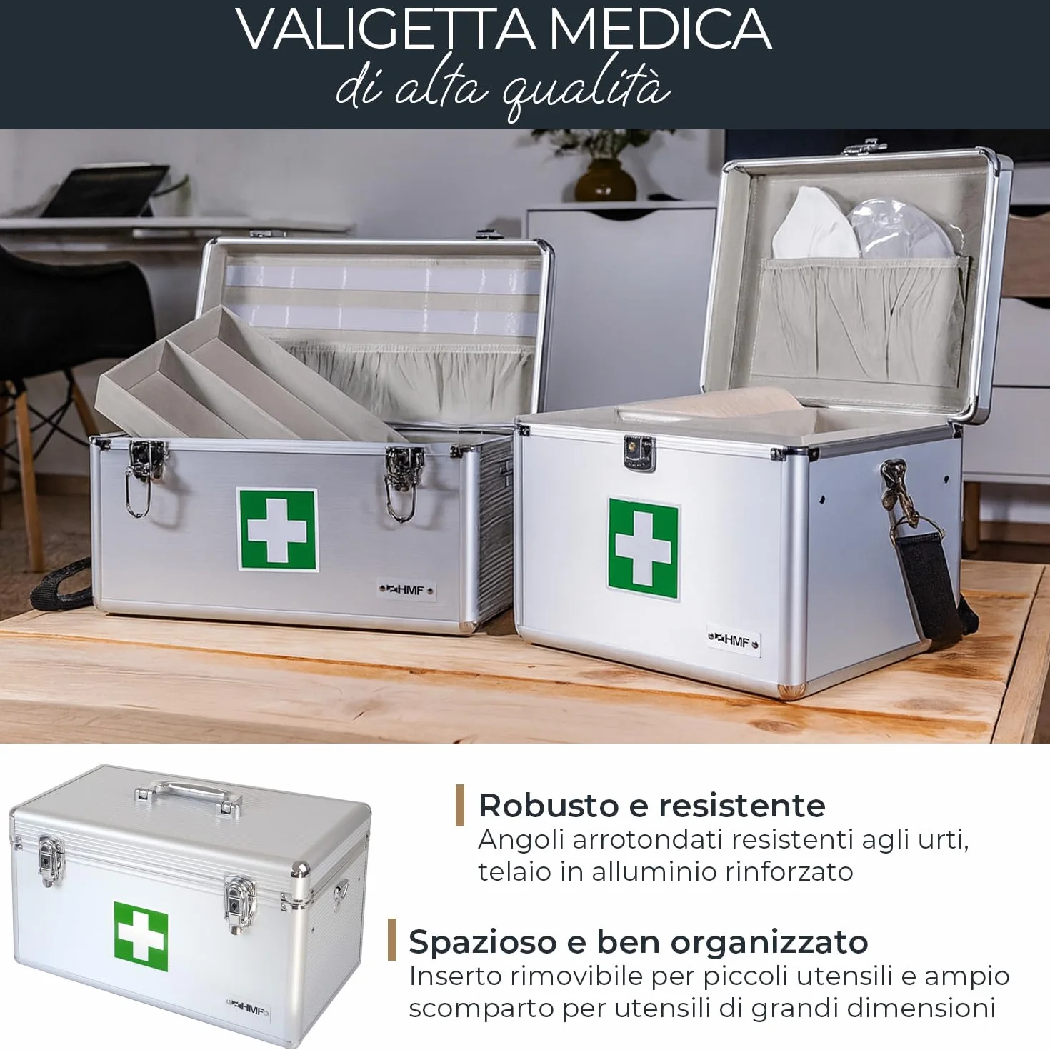 Valigia Medica in Alluminio 40x22,5x20,5 cm HMF 14701-09