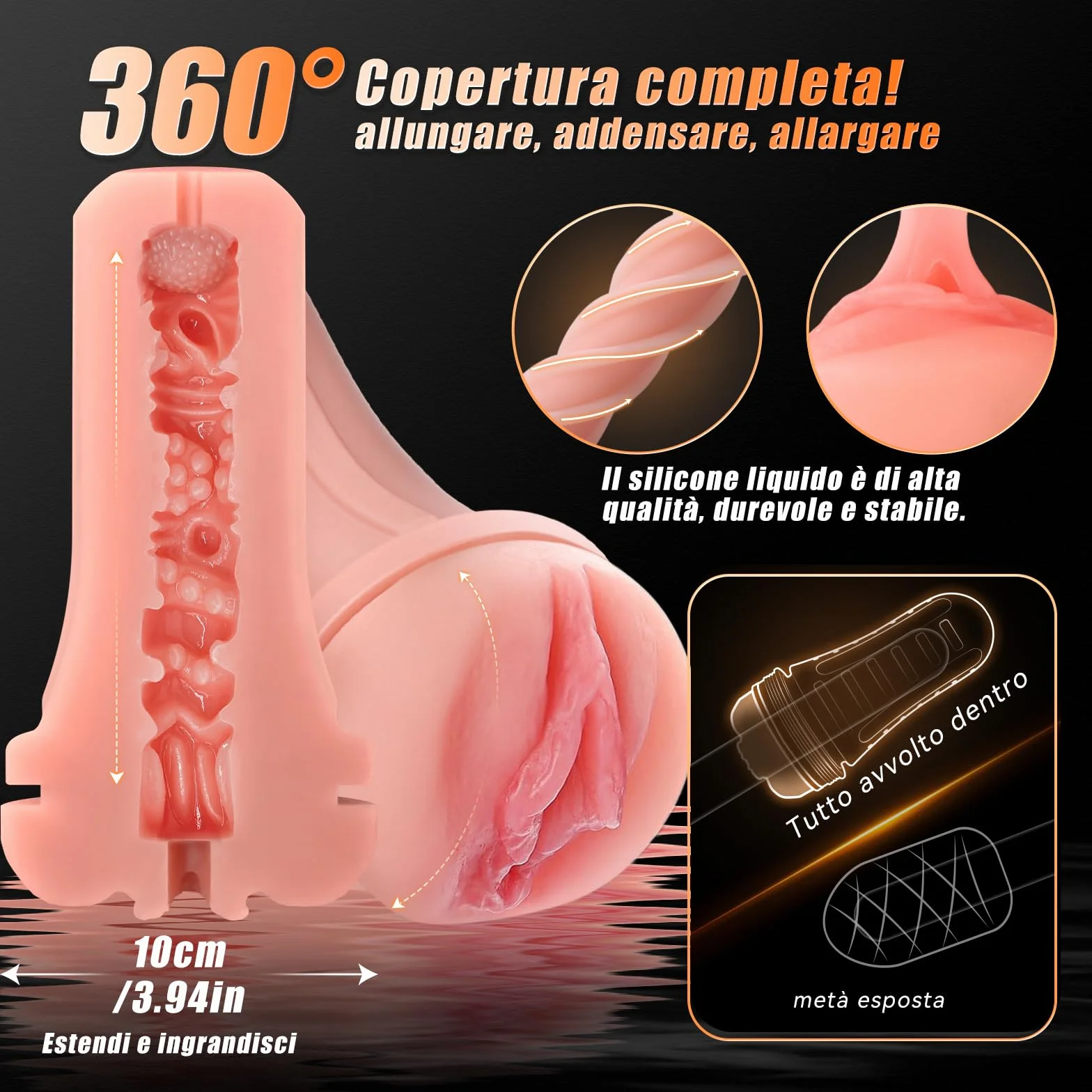 VIJISA Masturbatore Uomo Realista XXL – Sex Toy Morbido con Texture 3D e Rilievi Interni