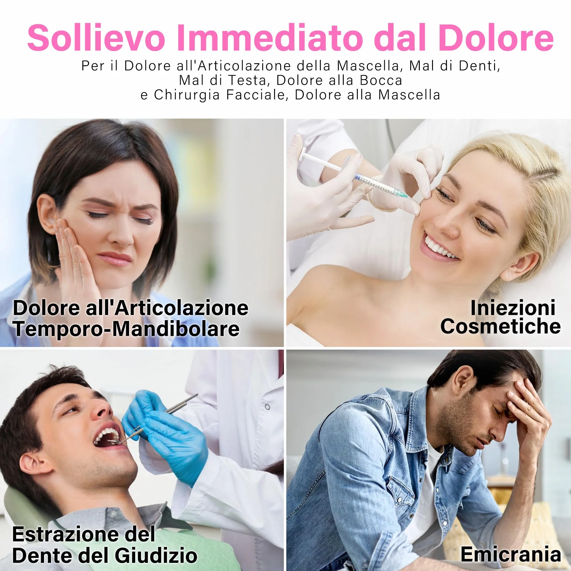 LotFancy Compresse Rinfrescanti per Denti del Giudizio, 4 Compresse Rinfrescanti per Raffreddamento per Mal di Denti, Mascella e Testa, Impacco di Ghiaccio Caldo e Freddo per Dolore Mandibolare (Rosa)