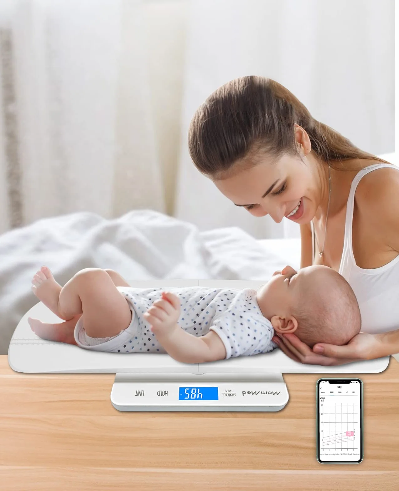 Bilancia digitale Bluetooth per bambini e animali domestici, libbre e once, con app Baby Fit