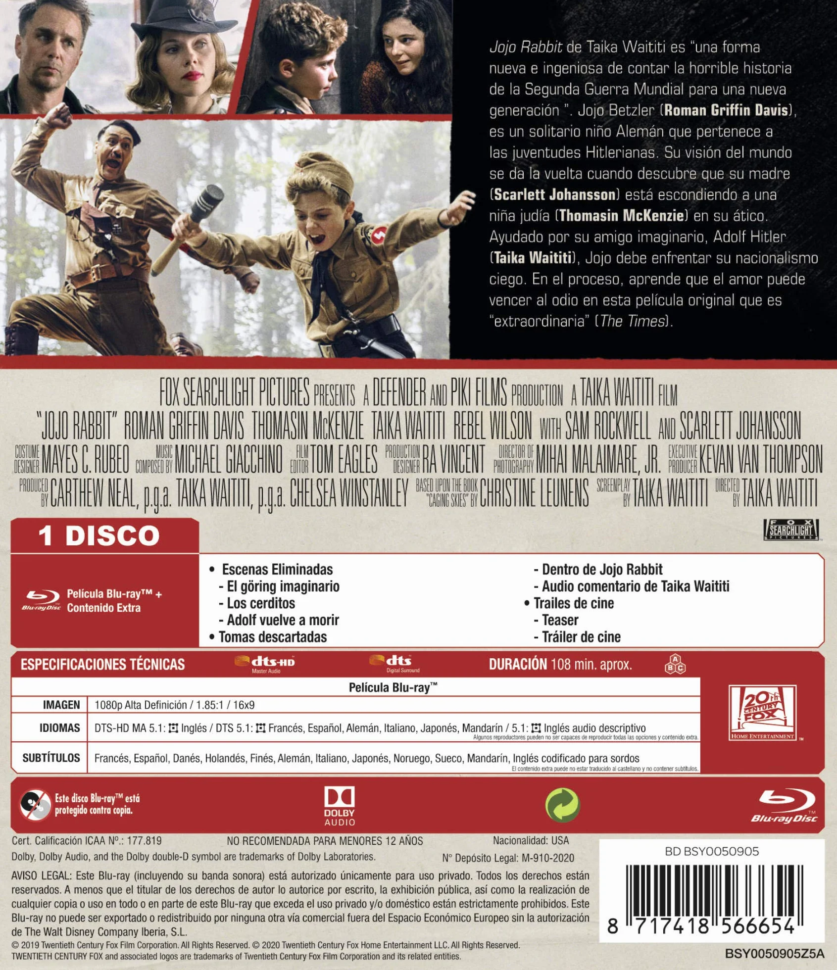 Jojo Rabbit [Blu-Ray] [Region Free] (Audio italiano. Sottotitoli in italiano)