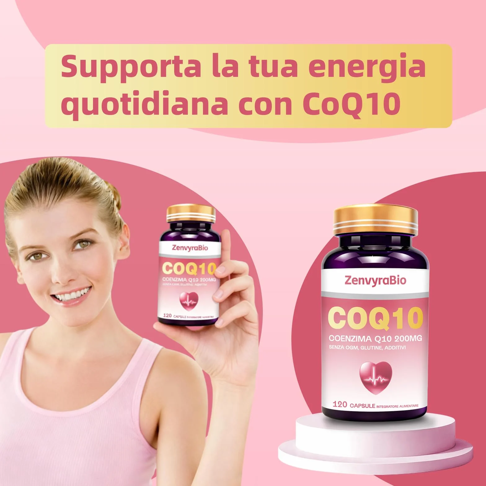 Coenzima Q10 200mg – 120 Capsule Softgel | Ubiquinone Puro Fermentato Naturalmente ad Alta Biodisponibilità | Integratore Antiossidante ad Alto Assorbimento, Senza OGM, Glutine e Additivi
