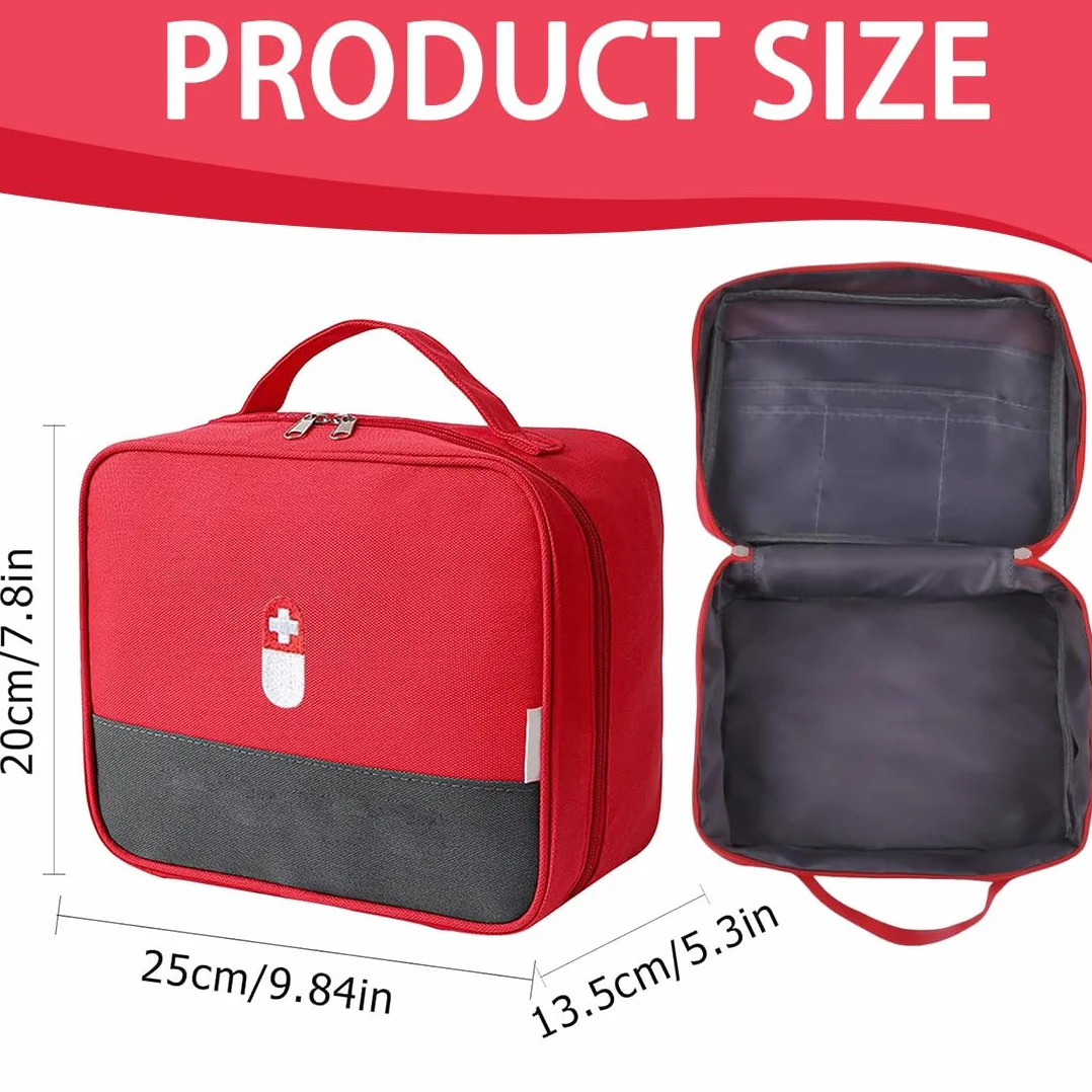 Kit Pronto Soccorso da Viaggio Portatile, 1 Pezzi, per Emergenze (Rosso) Borsa Vuota