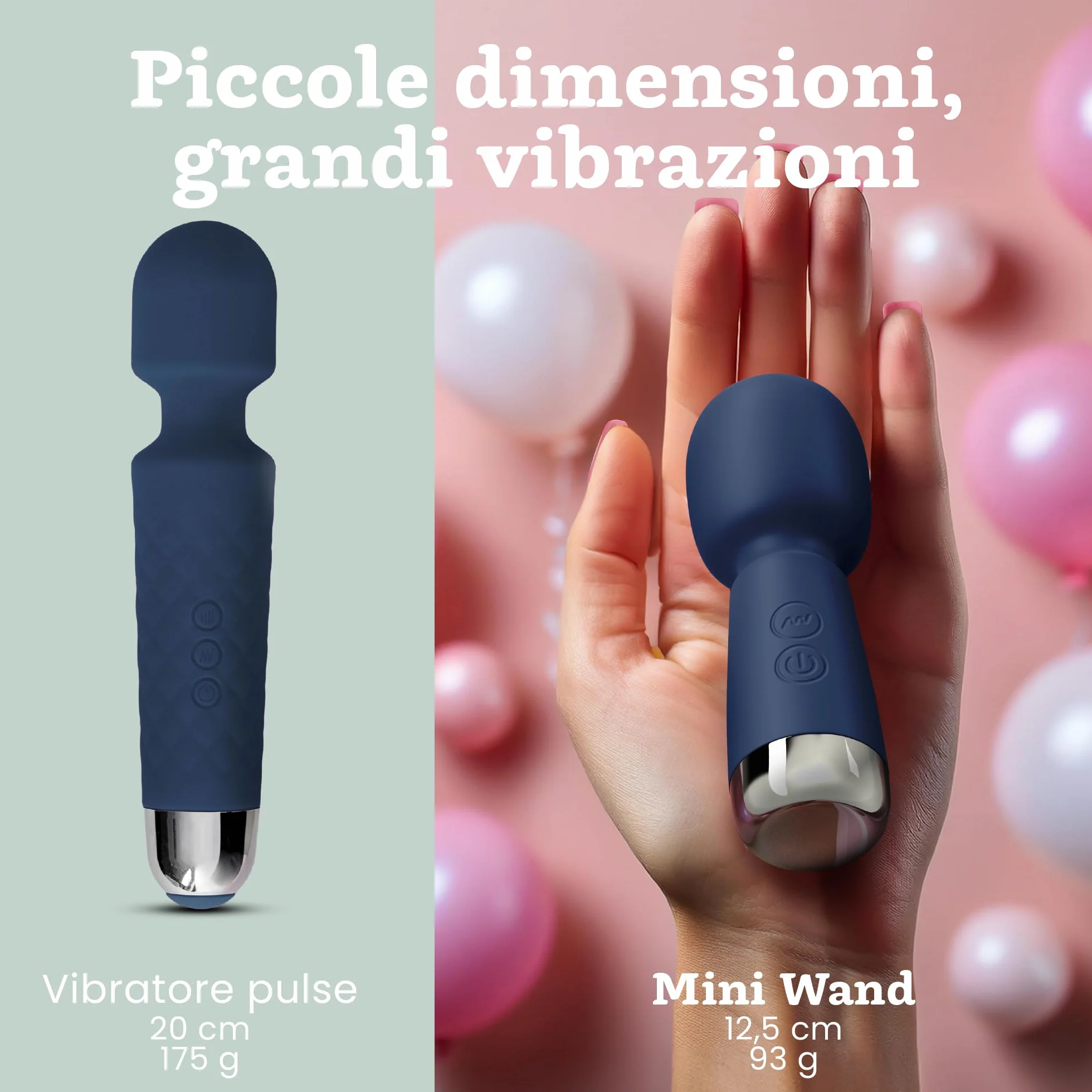 Mini vibratore di Oliver James – Wand vibratore ricaricabile in silicone con 5 velocità e 5 modalità, sex toy discreto per donne, 12,5 cm × 4,3 cm (Zaffiro di mezzanotte)