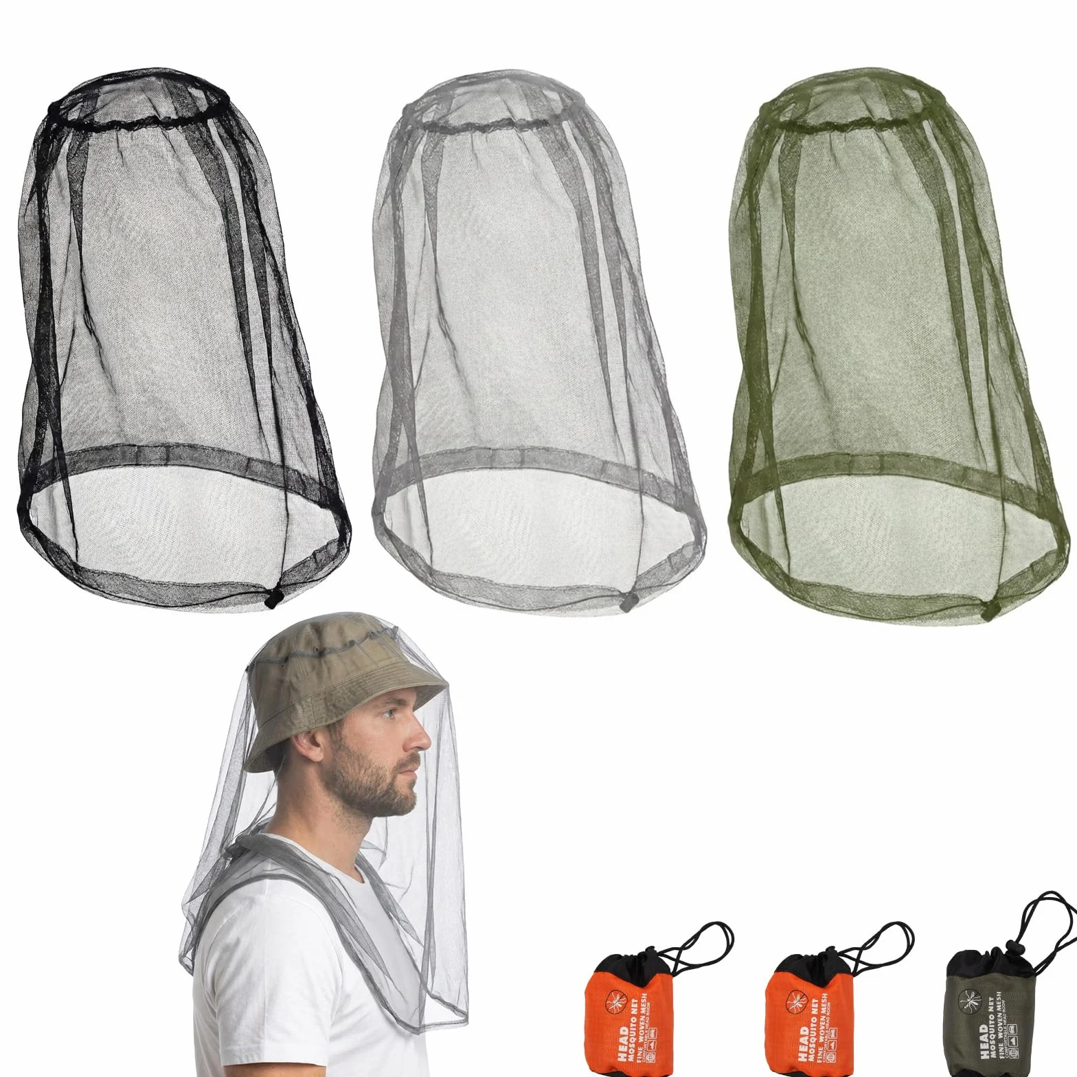 Zanzariera Rete di Protezione per la Testa Maglie Extra Sottili per Cappello Giardinaggio Campeggio