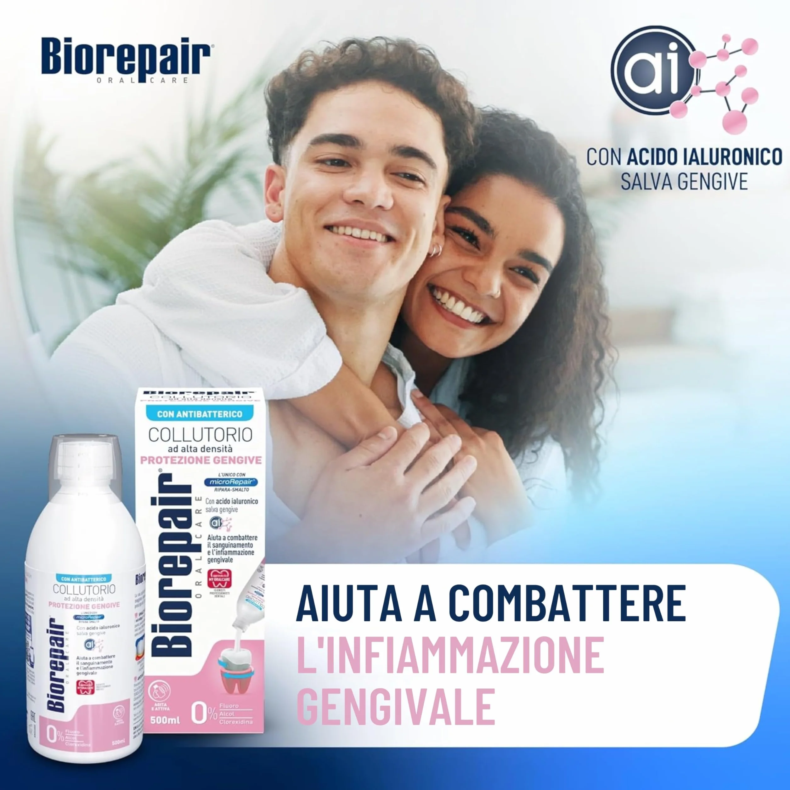 Biorepair Kit Oral Care Protezione Gengive, Dentifricio PERIBIOMA 2x75ml, Collutorio Alta Densità 500ml, MicroRepair e Probiotici