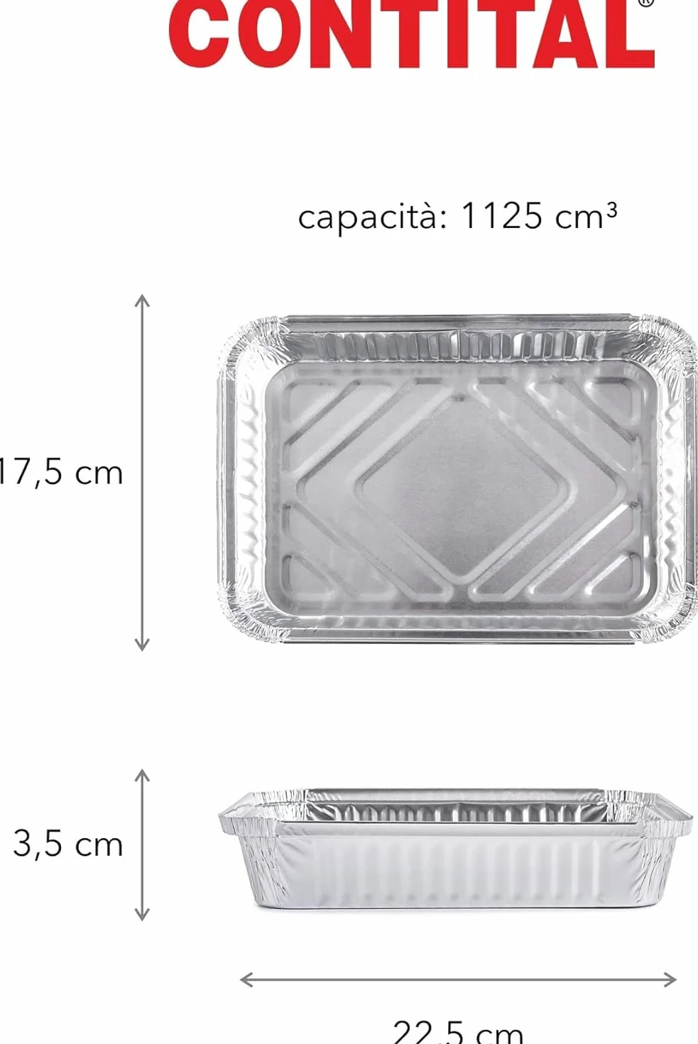 CONTITAL Contenitori in Alluminio R29L, Vaschette monouso, 4 Porzioni, Linea Professionale - 100 pezzi
