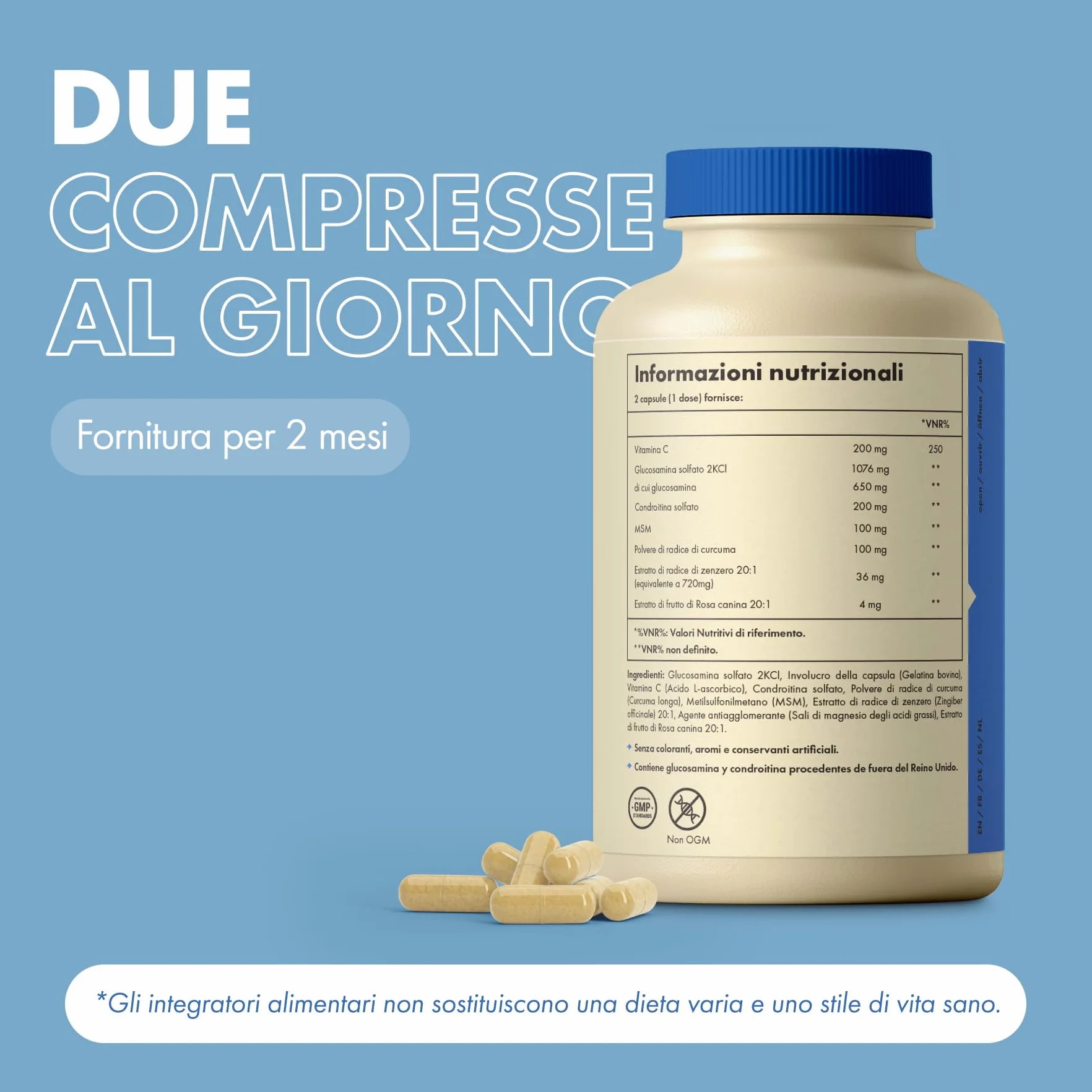 Incite Nutrition Complesso ad alta resistenza con glucosamina e condroitina con MSM, vitamina C, zenzero, rosa canina - Integratori per la cura delle articolazioni, 120 pezzi (confezione da 1)