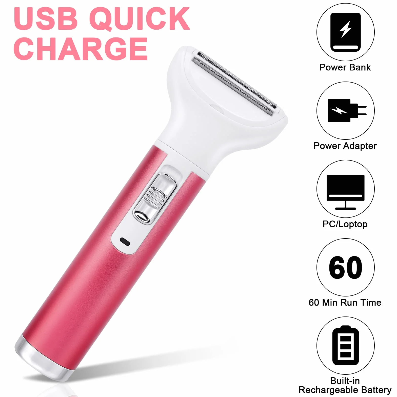 ACWOO Rasoio Elettrico Donna, 5 in 1 Indolore, Senza Fili, Multifunzione a Secco e Bagnato per Una Rasatura Delicata e Accurata, Impermeabile