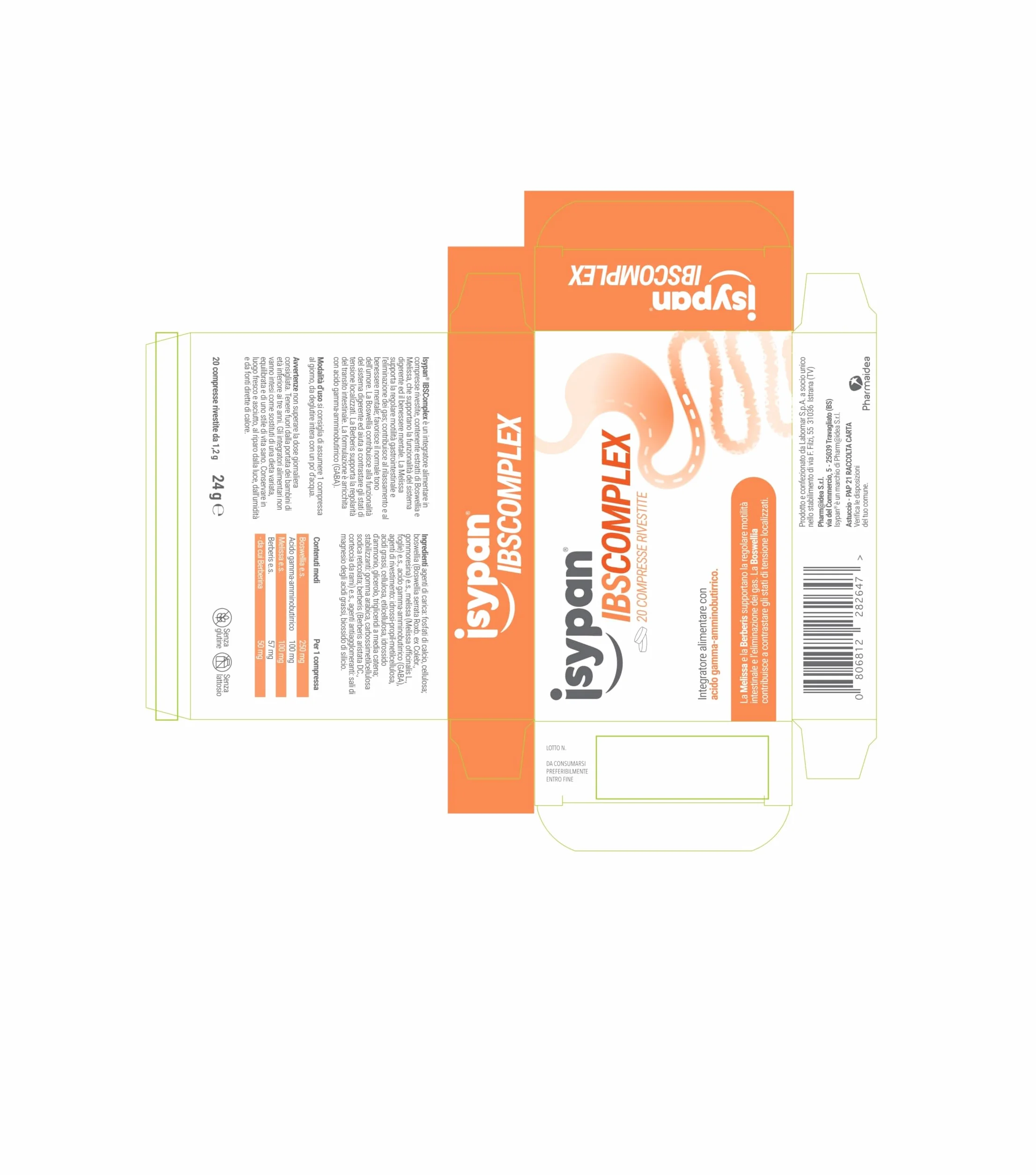 Isypan IBS Complex 20 Compresse – Integratore per Intestino Irritabile, Con Boswellia, Melissa e GABA, Supporto Digestione, Gonfiore e Benessere Intestinale
