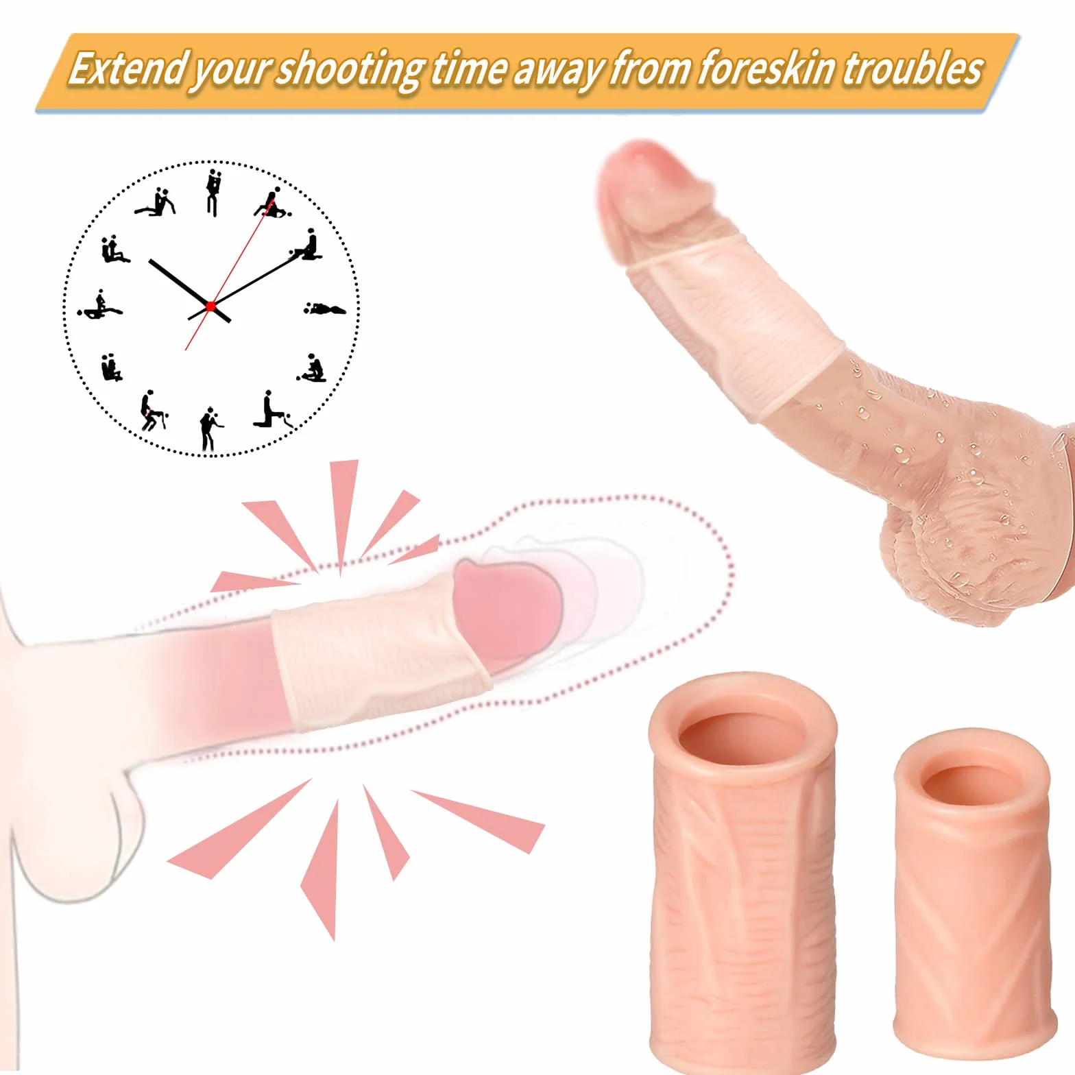 Manicotto Di Prolunga Maschio in Silicone Kit Ortesi Due Pezzi per Uomo