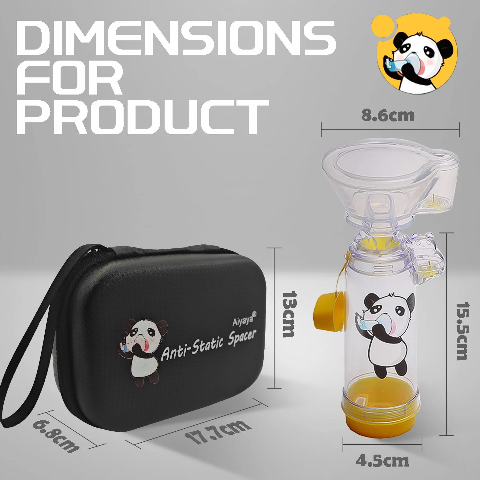 Distanziatore per inalatori bambini con maschera e custodia da viaggio, camera di aerosol utilizzata con qualsiasi inalatore a dose misurata per asma (maschera per bambini)