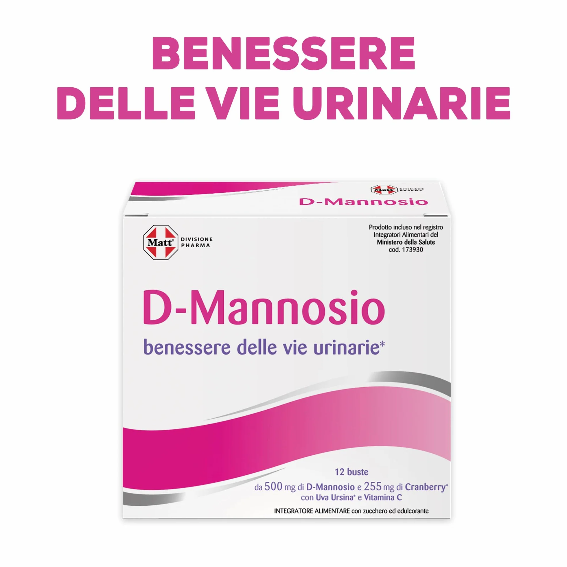 D-Mannosio 500 Cranberry Integratore Alimentare Vie Urinarie con Uva Ursina e Vitamina C 12 Bustine