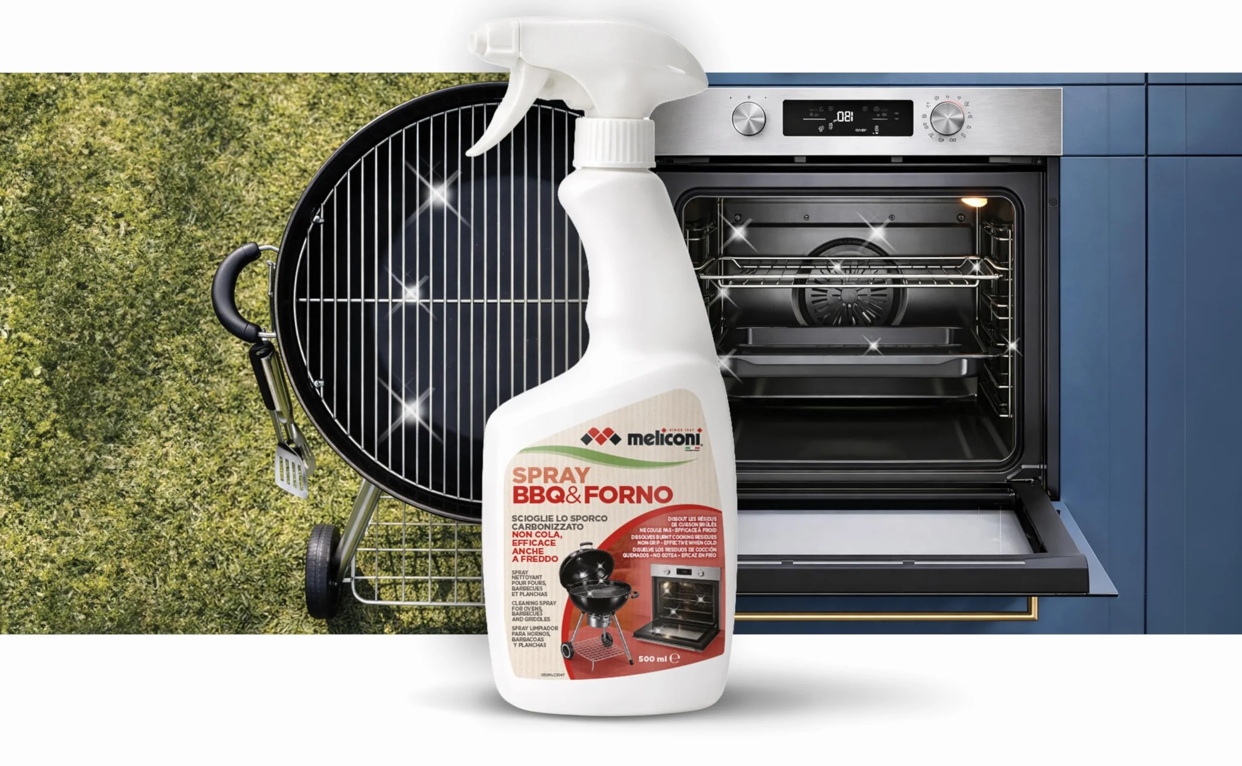 Meliconi Spray Forno e BBQ 500 ml Detergente Sgrassante Schiumogeno