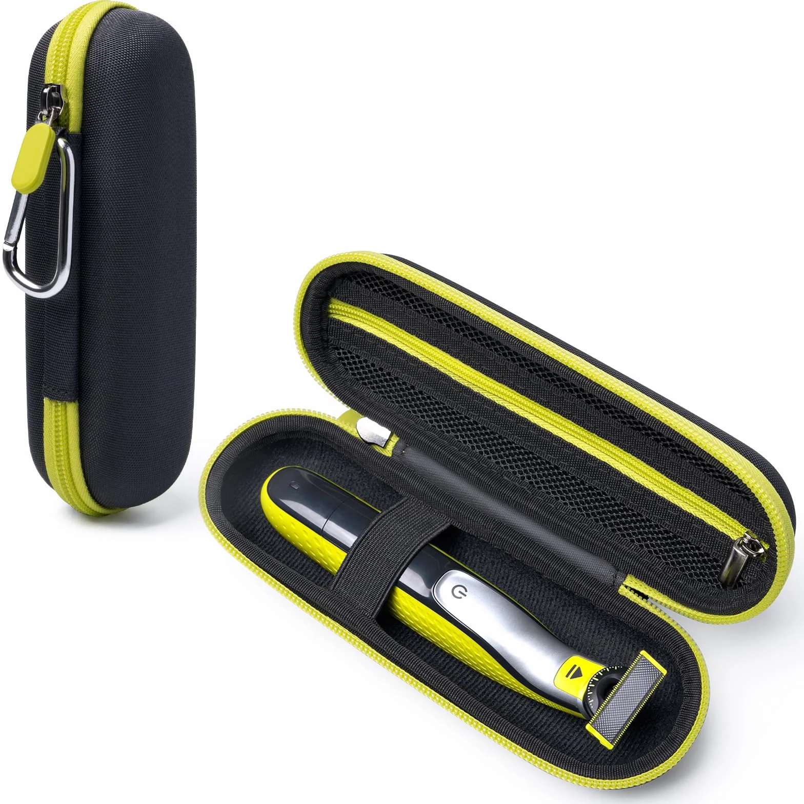 Custodia da viaggio per Philips OneBlade 360/Pro/Intimate Series, custodia rigida in EVA per rasoio elettrico, regolabarba e body groomer con organizer per accessori, nero e verde