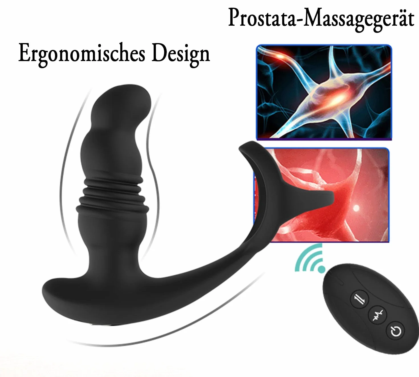 3 IN 1 Vibratore Anale con Anello per Pene, Giocattoli Sessuali Anali Maschili con 10 Modalità di Spinta e Vibrazione, Giocattoli SessualiVibratore