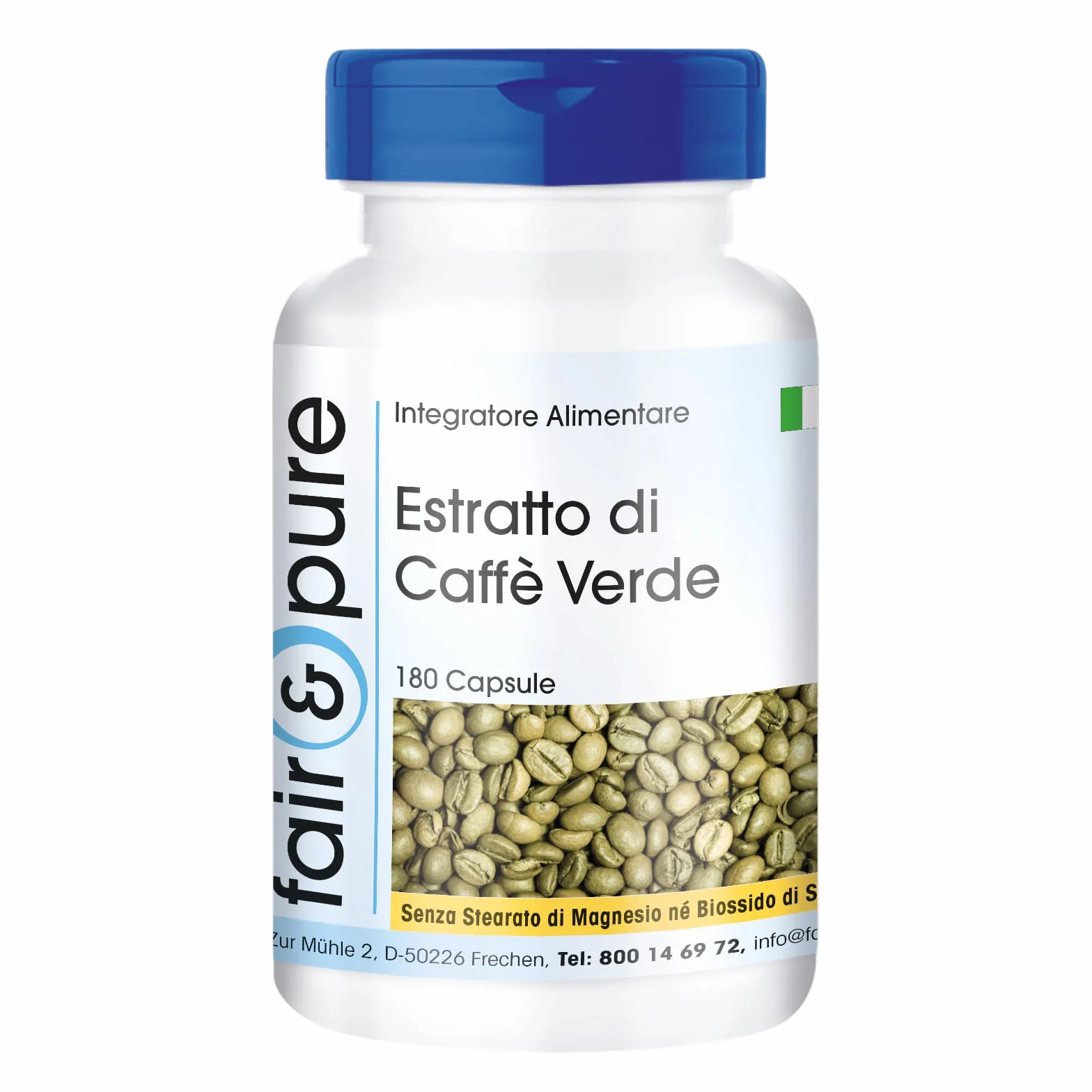 Fair & Pure Estratto di caffè verde 500mg 180 Capsule 45% acido clorogenico Vegano