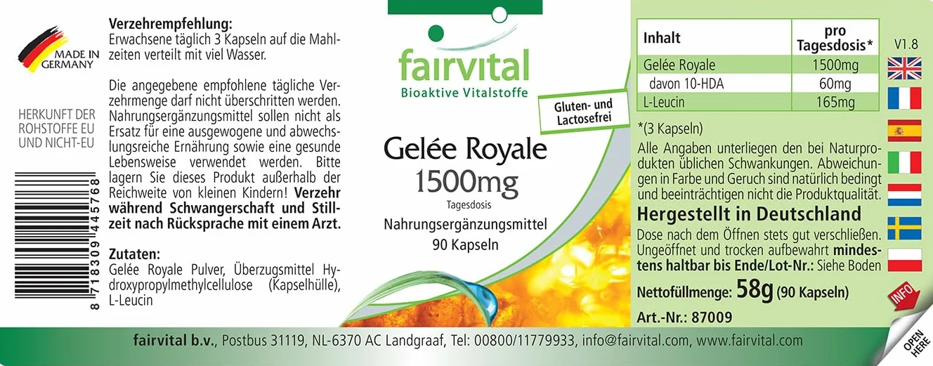 Fairvital Pappa Reale 1500 mg 90 kapsułek standardyzowana 4% 10-HDA