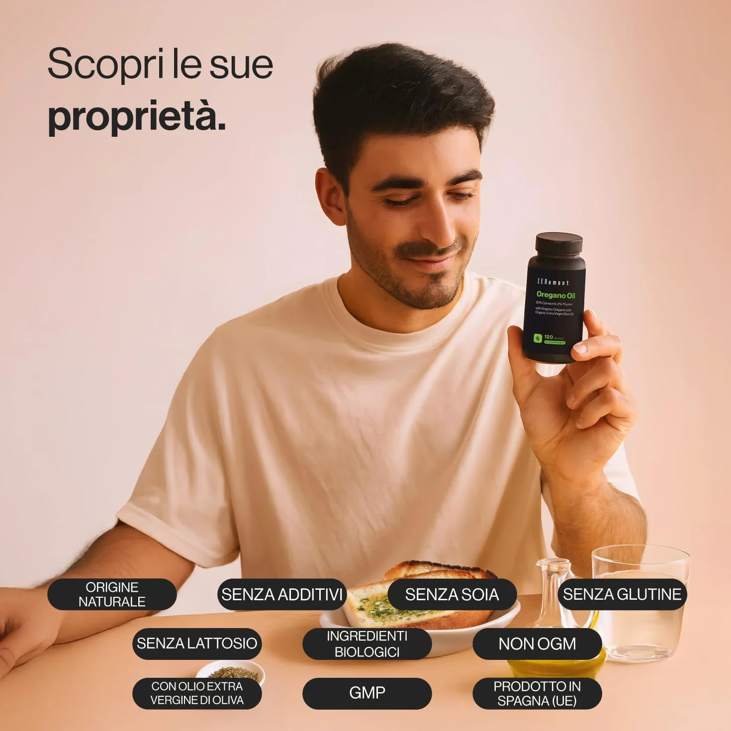 Olio di Origano 80% Carvacrolo 2% Timolo 120 Capsule Softgel Zenement