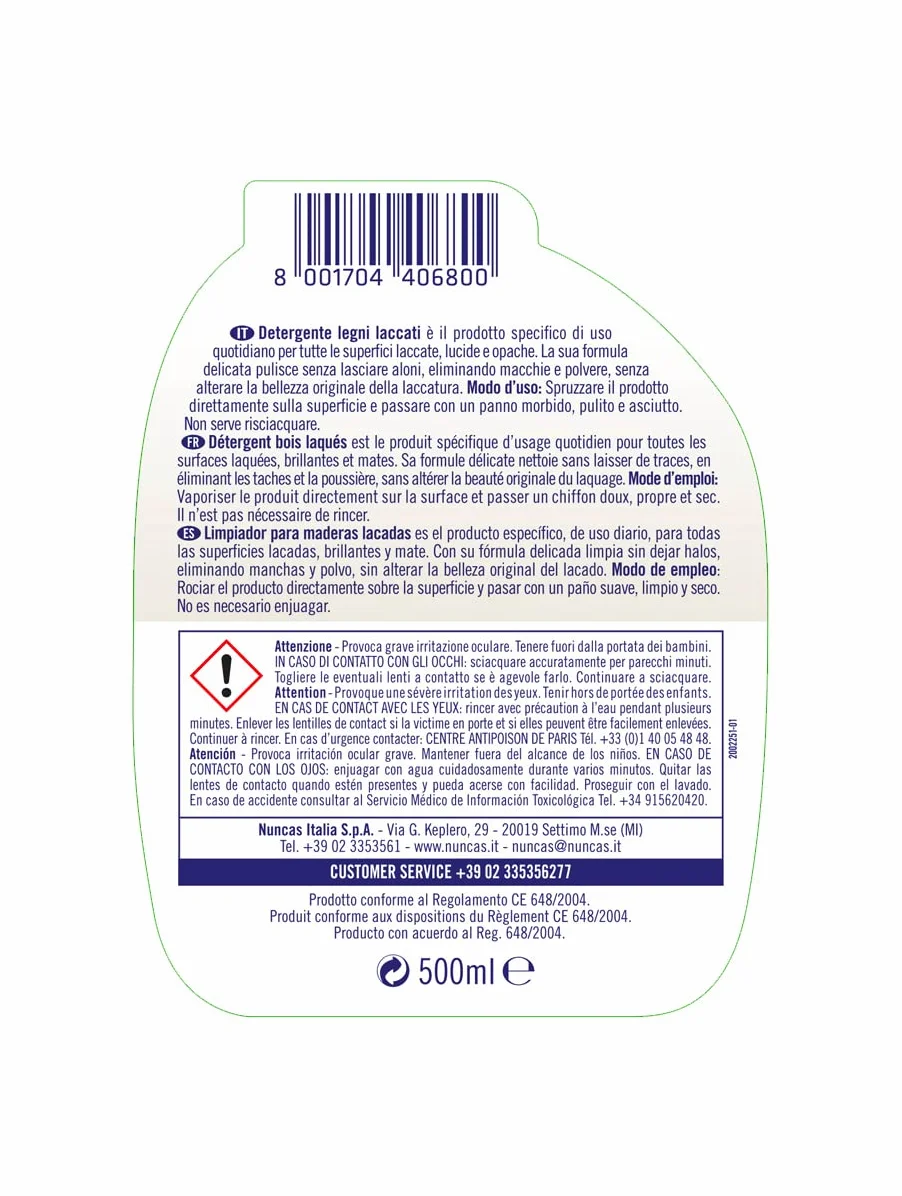 Nuncas Livax Mobili&Design Detergente Legni Laccati Lucidi e Opachi 500ml