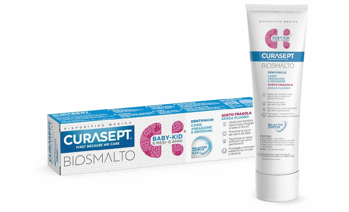 Biosmalto Baby Kid, Dentifricio contro carie, abrasione ed erosione, 50 ml
