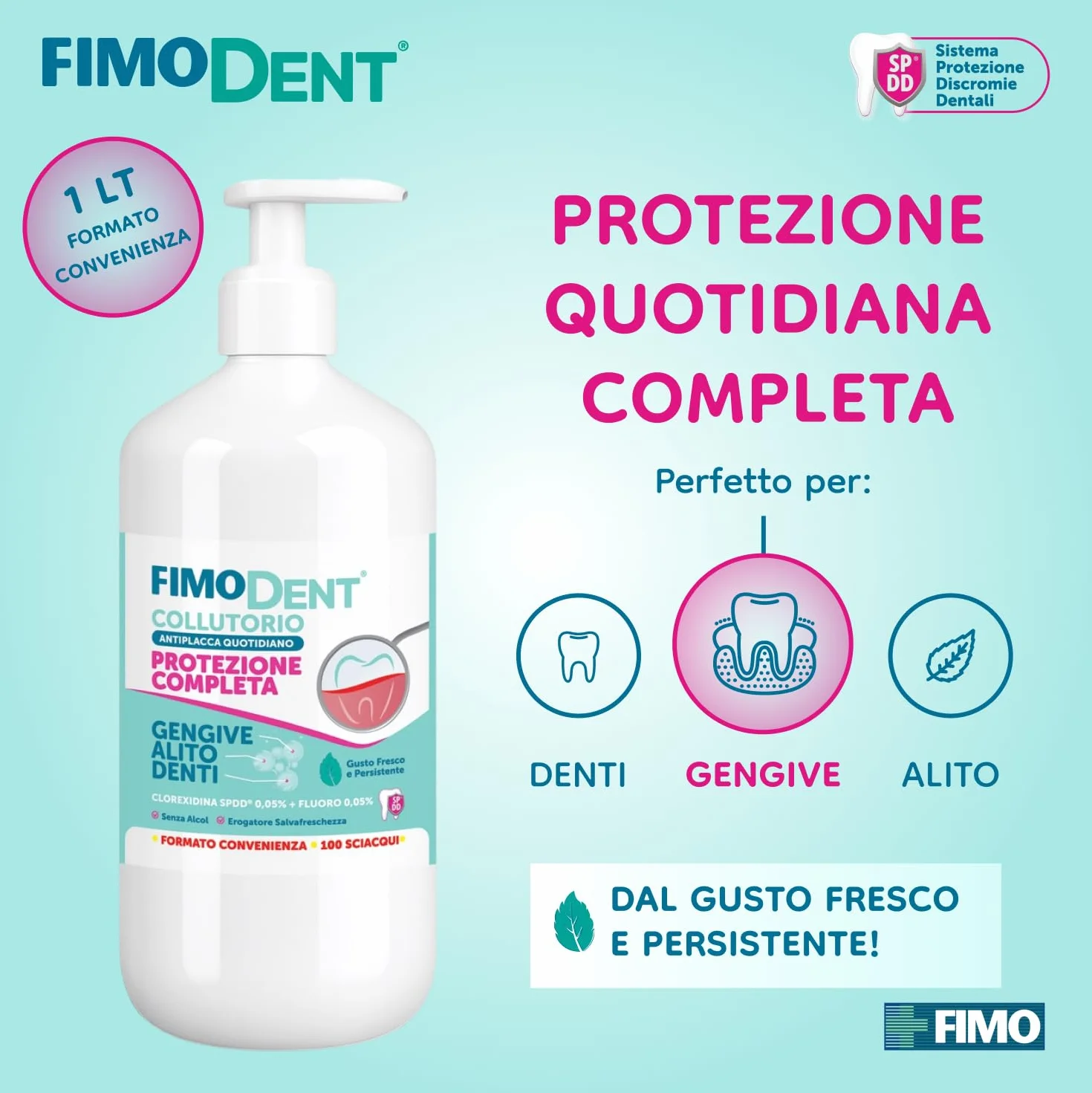Fimodent Collutorio Antiplacca Quotidiano Clorexidina 0,05% Fluoro 1000mL