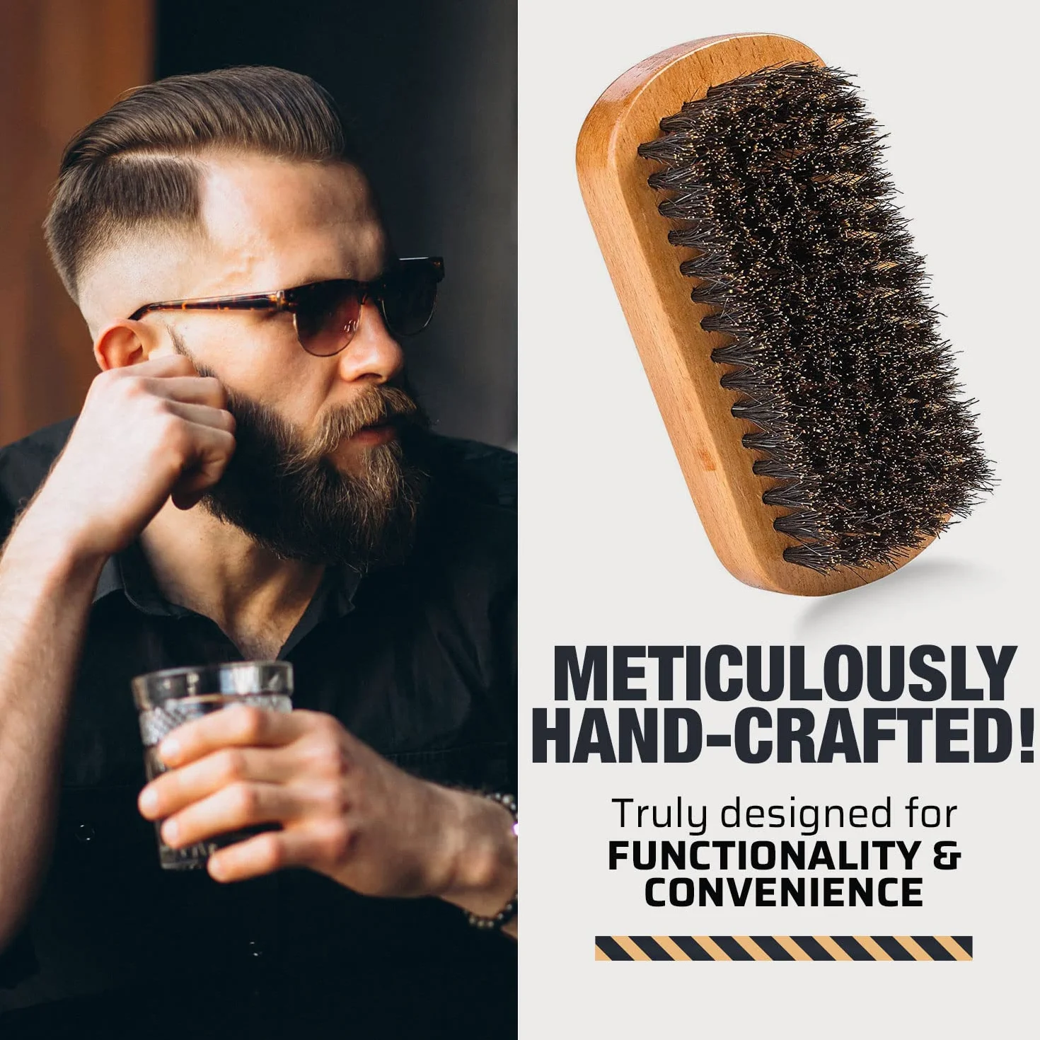 Set di barba e pettine di legno per uomini - Kit per la cura della barba e dei capelli