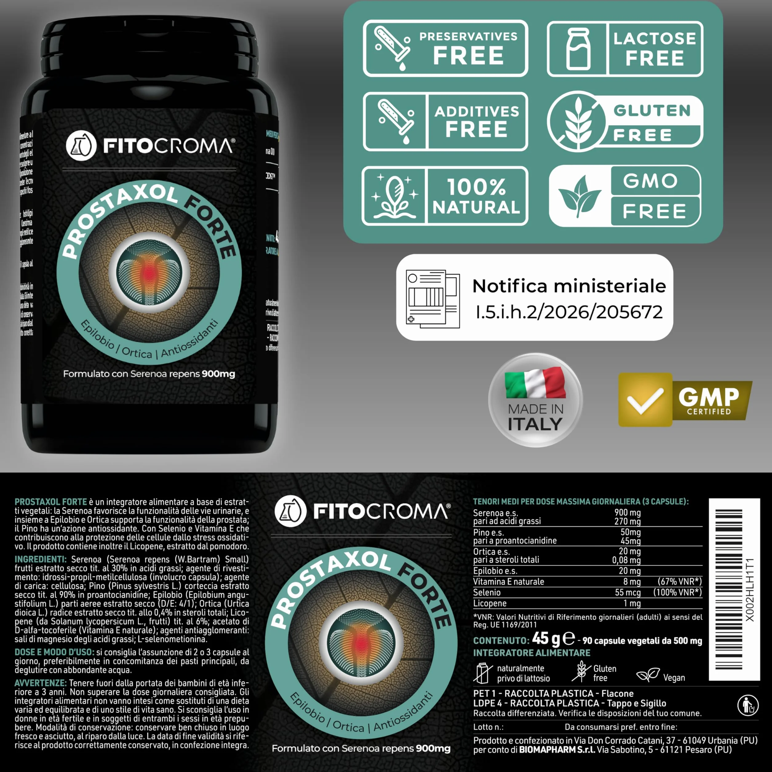 SERENOA REPENS FORTE 900MG 180 capsule Saw palmetto prostata Integratore prostata con Ortica Epilobio Licopene Vit E Selenio Proantocianidine