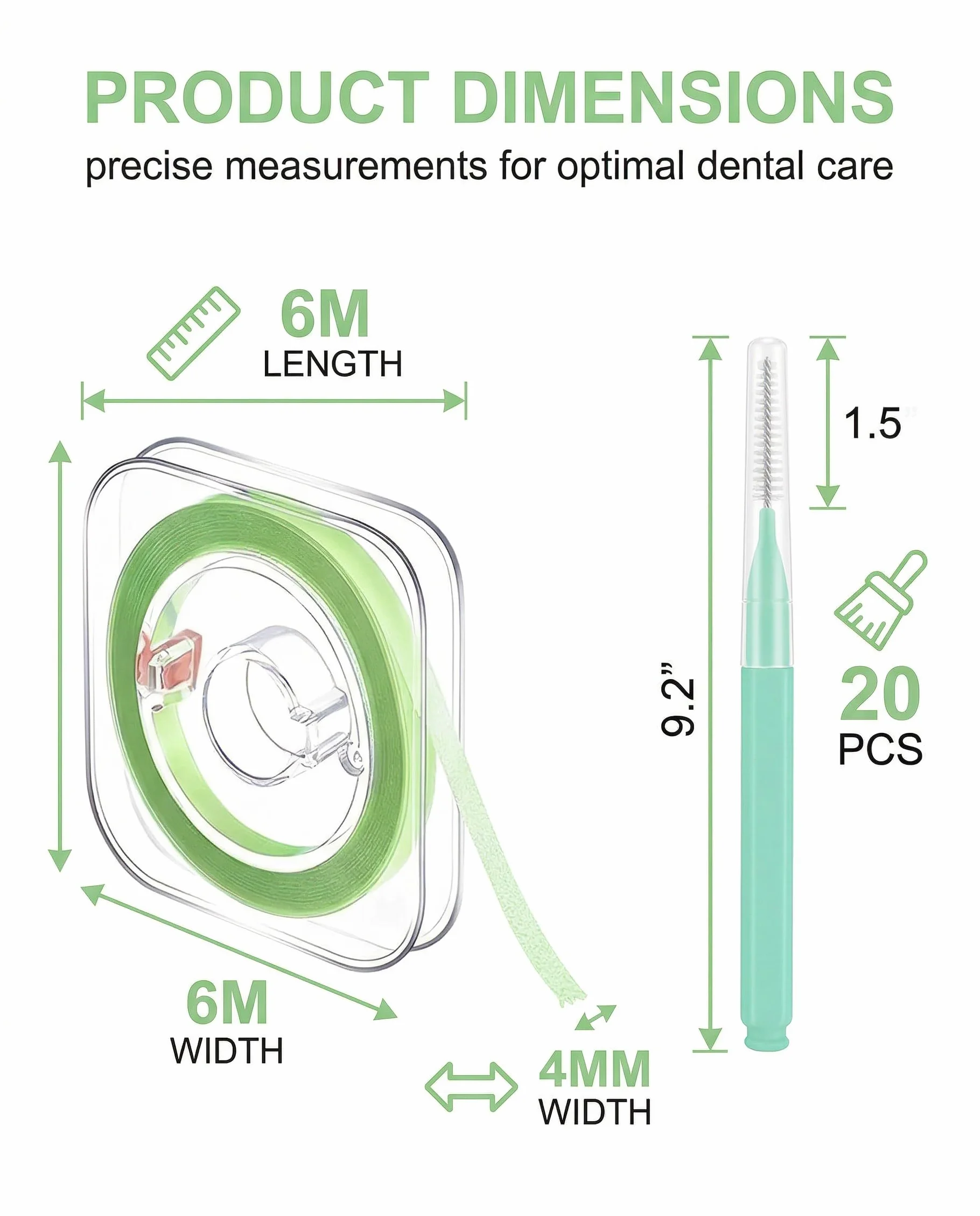 2 Rotoli di Carta Abrasiva Dentale (30μm / 50μm) e 10 Spazzolini Interdentali, Strisce Lucidanti per Denti, per Spazi Interdentali, Pulizia Profonda dell'Igiene Orale, Grossolana-Fine/Resina