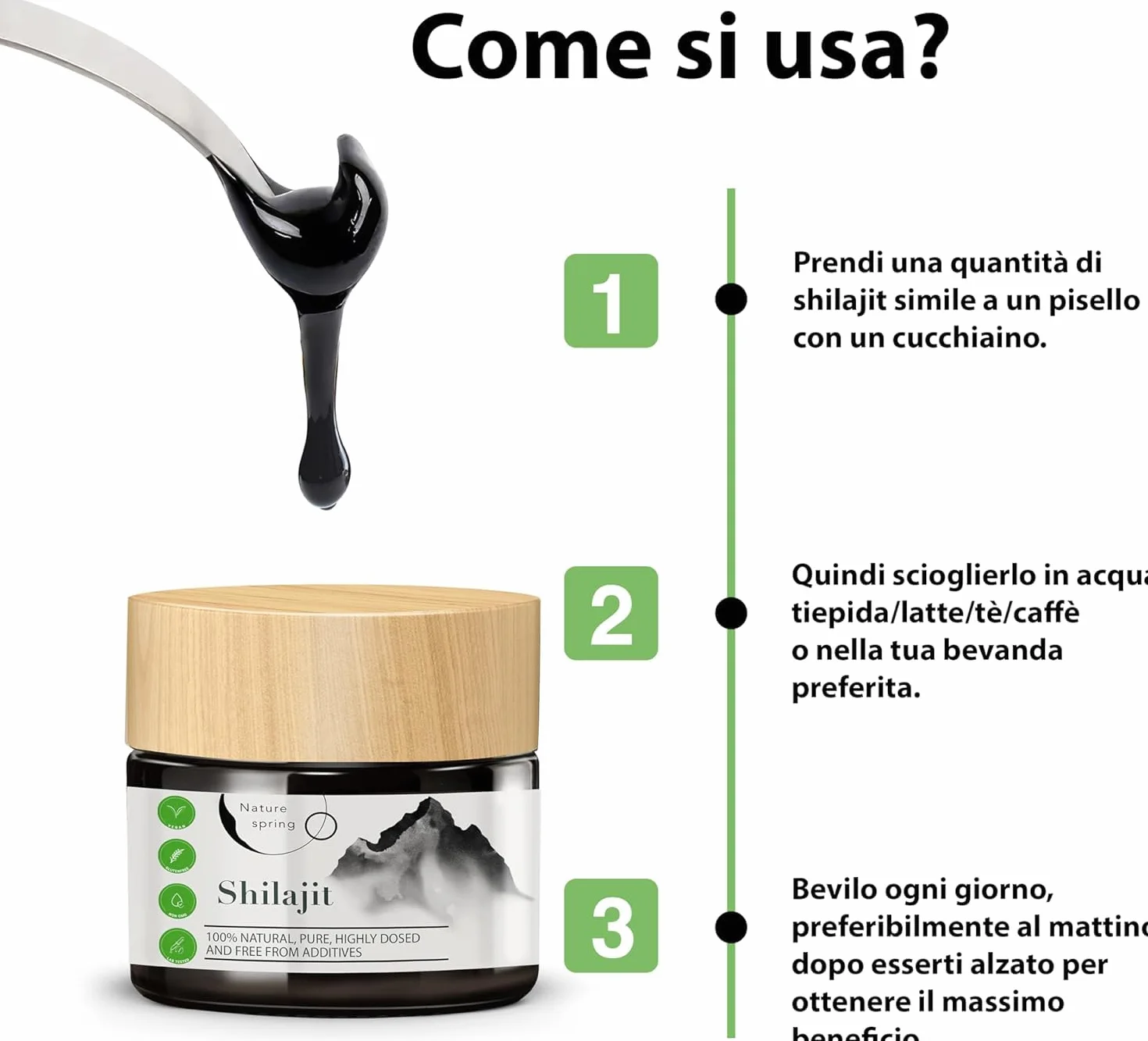 Shilajit Puro Himalayano Originale Mumijo | Premium +2 Mesi | Fonte Himalayana ad Alta Potenza con Acido Fulvico | Acido Umico e Oligoelementi | Per Sostenere il Sistema Immunitario e l'Energia