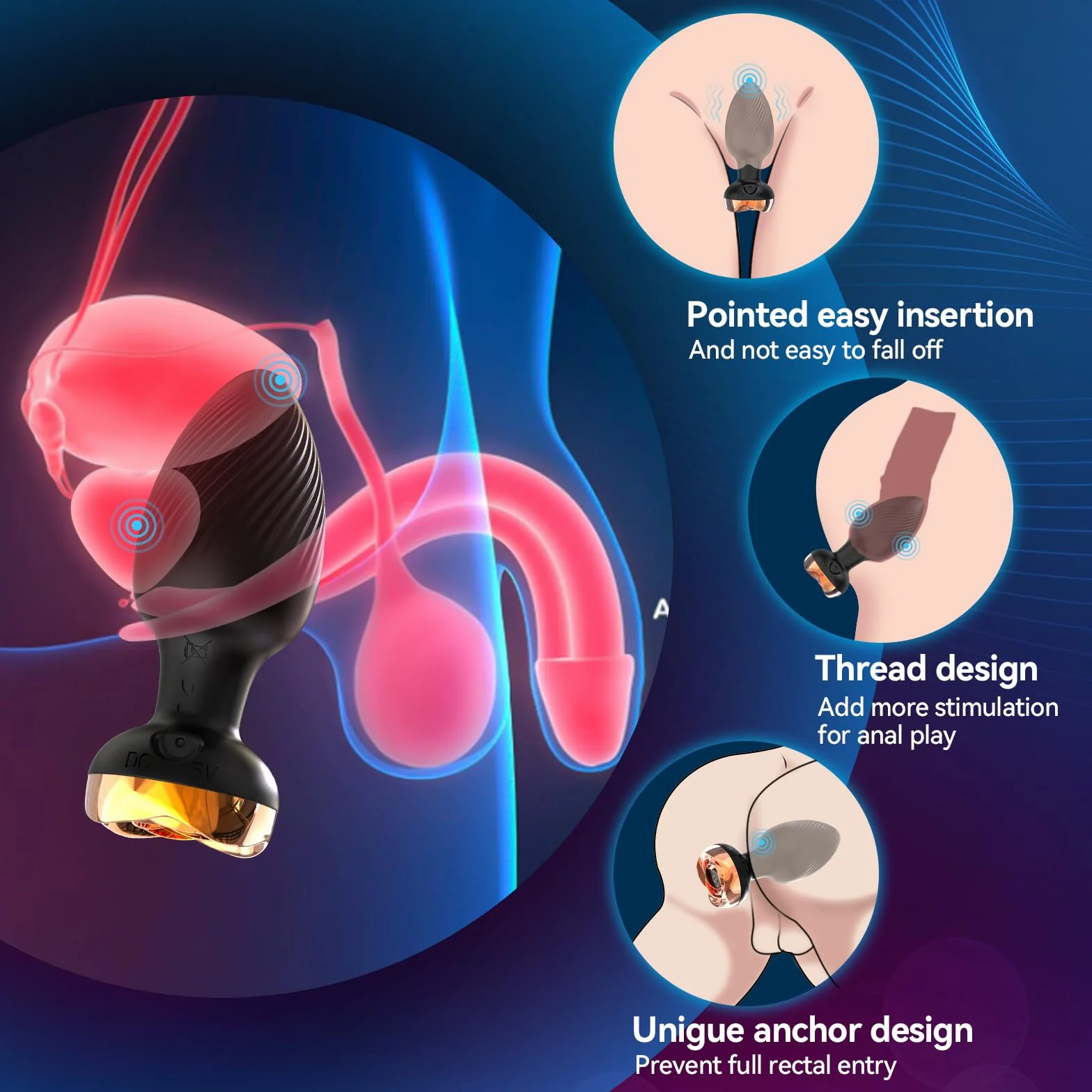 Plug Anale-dilatatore Donna Sexytoysys Uomo Sex Toys Coppia Vibratoreper Uomo Professionale Dildo Anale Vibratore Toys Sessuali per Uomini Anello Vibrante per il pene con 10 Modalità, A26020301