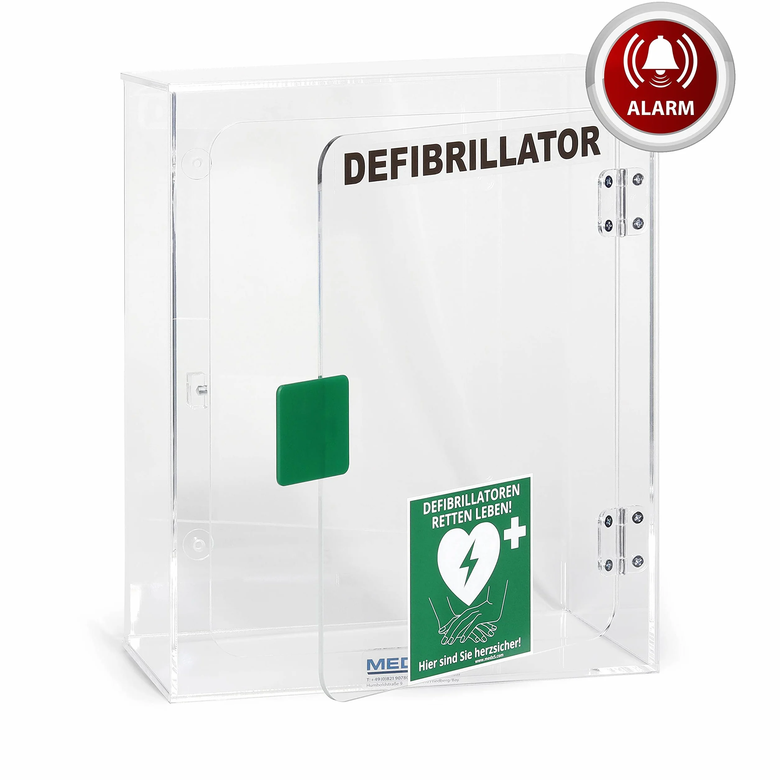 Armadietto per Defibrillatore MedX5, Uso Interno con Allarme 95dB, Made in Germany