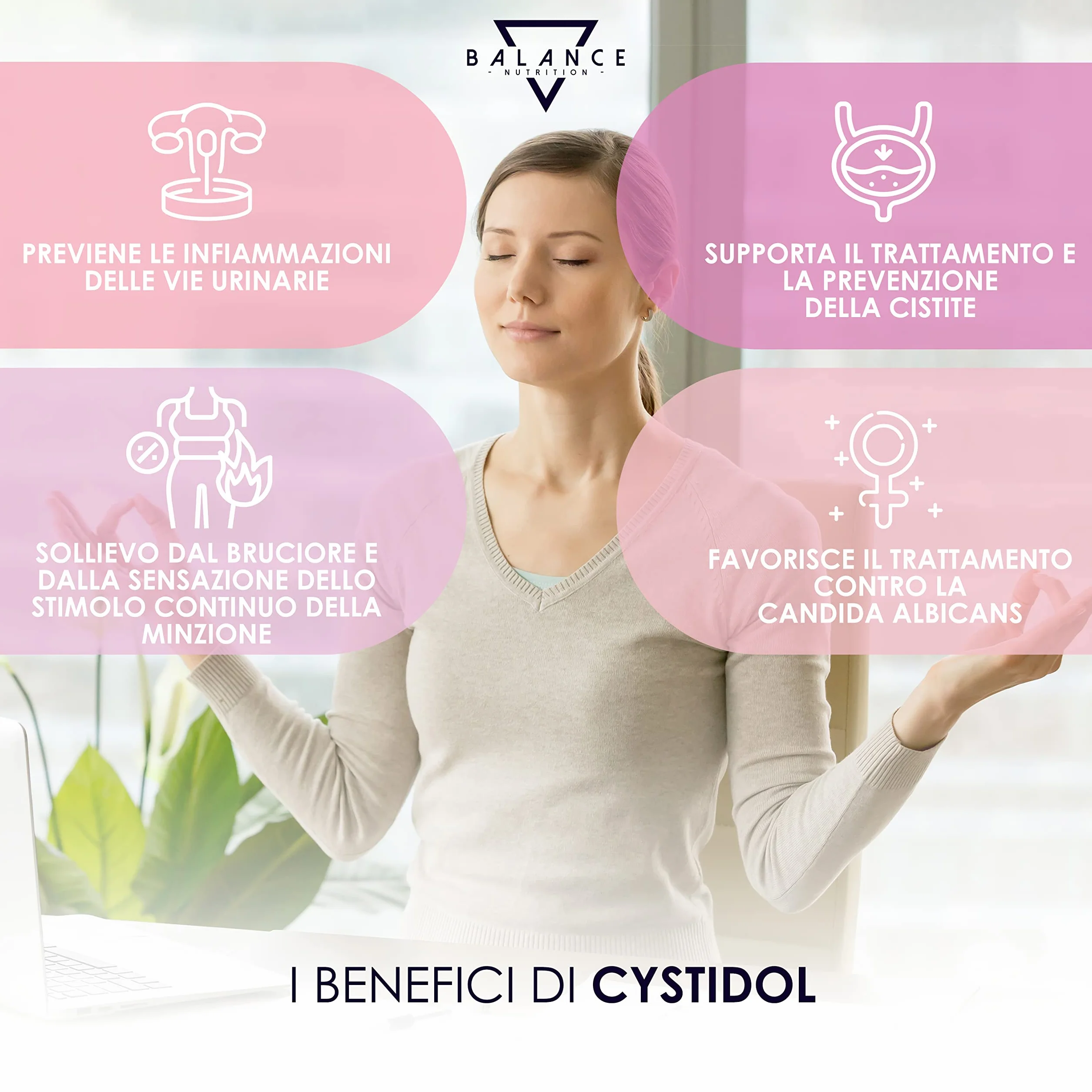 CYSTIDOL® D-Mannosio Integratore Cistite con Mirtillo Rosso Probiotici Semi di Pompelmo Cranberry 60 Compresse