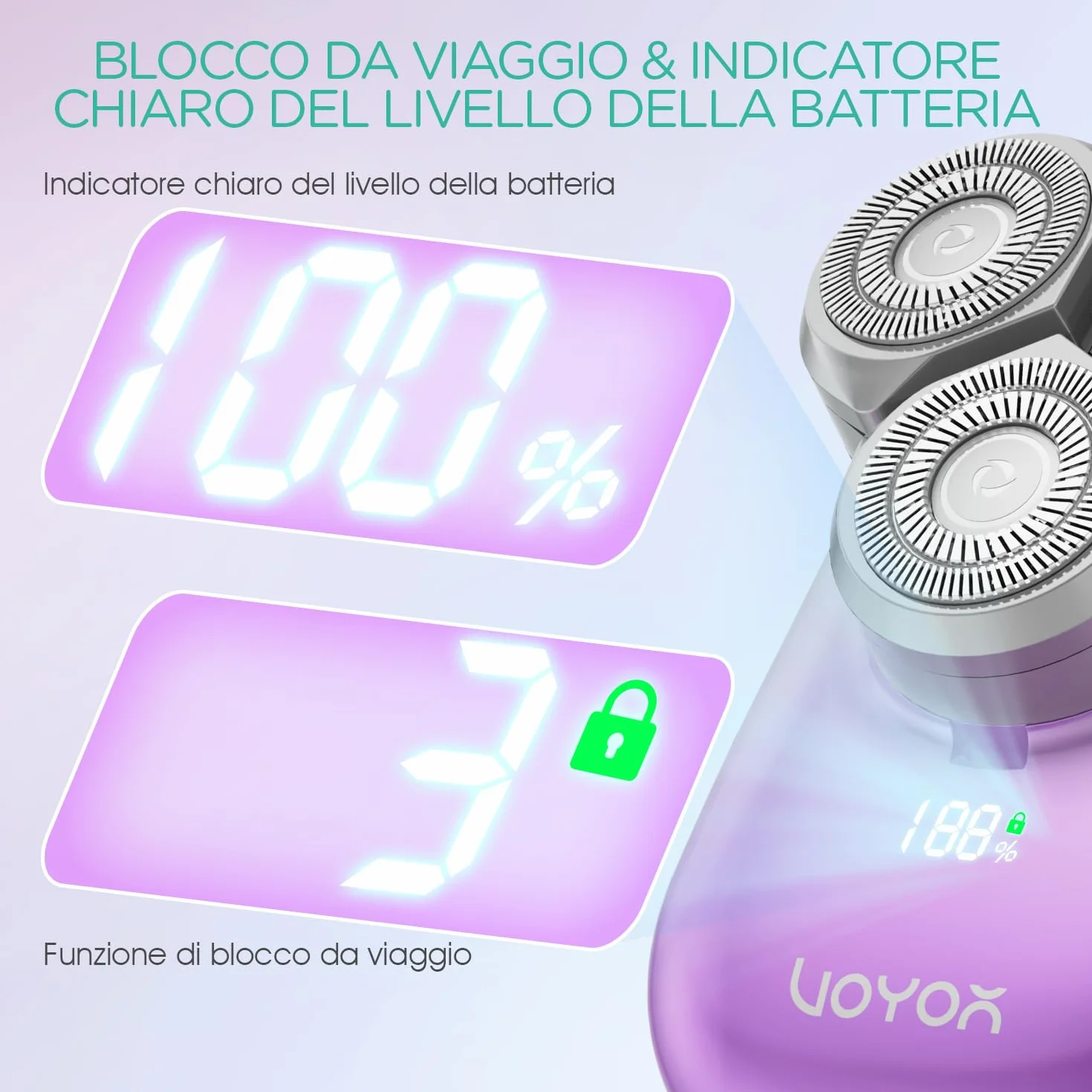 VOYOR Rasoio Elettrico Donna Depilatore Corpo Donna Rasoio Donna Inguine Viso Corpo Braccia Gambe, Impermeabile Rasoio Elettrico Corpo Portatile E Ricaricabile Rasoio Donna Elettrico ES310 (Viola)