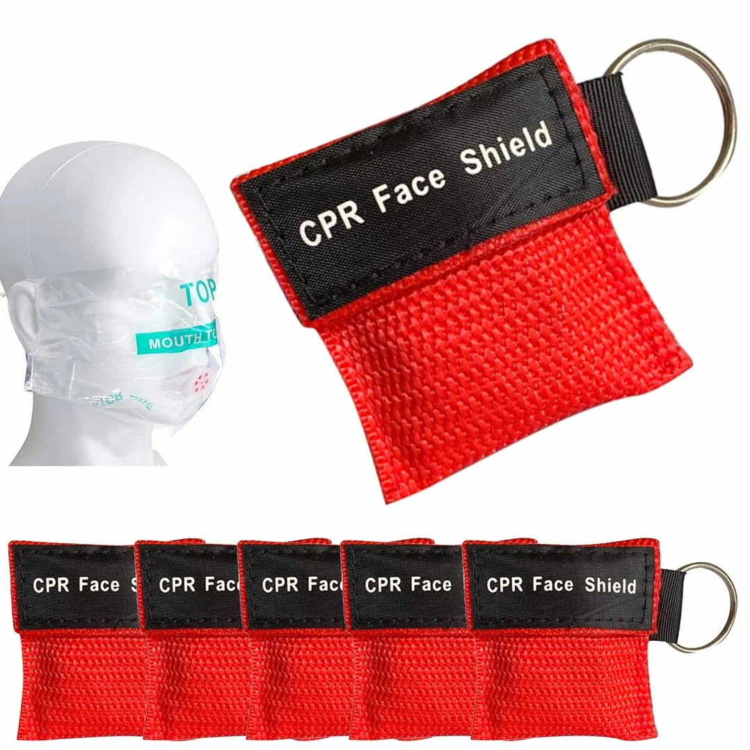 Pocket Mask 5 Pezzi Mascherine Primo Soccorso CPR Portachiavi 5x5.5cm