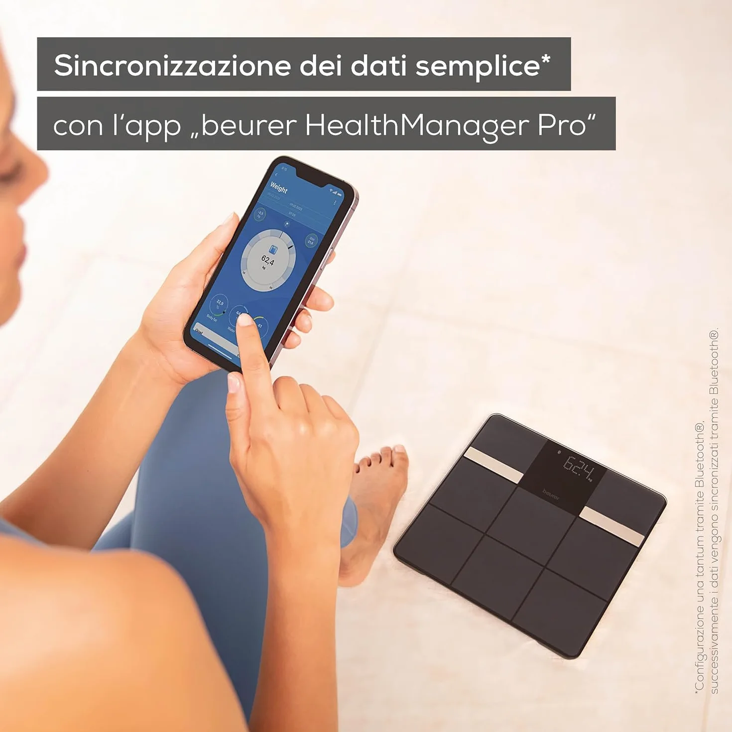 Beurer BF 450 bilancia pesapersone con Bluetooth, impedenziometrica digitale, 17 valori, 180 kg
