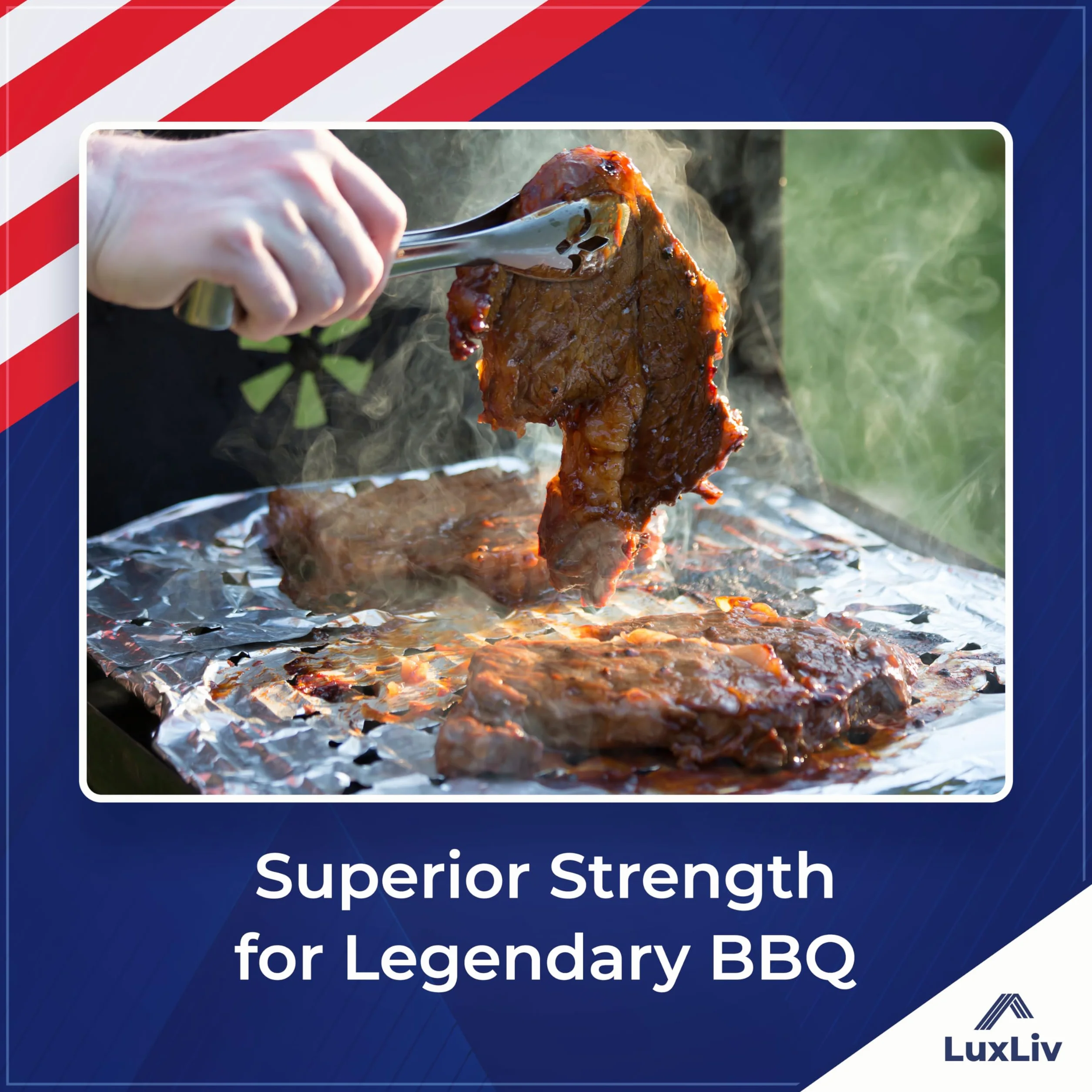 LuxLiv® Rullo di Carta Alluminio Pesante per BBQ 12 pollici x 150 piedi Grado Extra Spesso Resistente