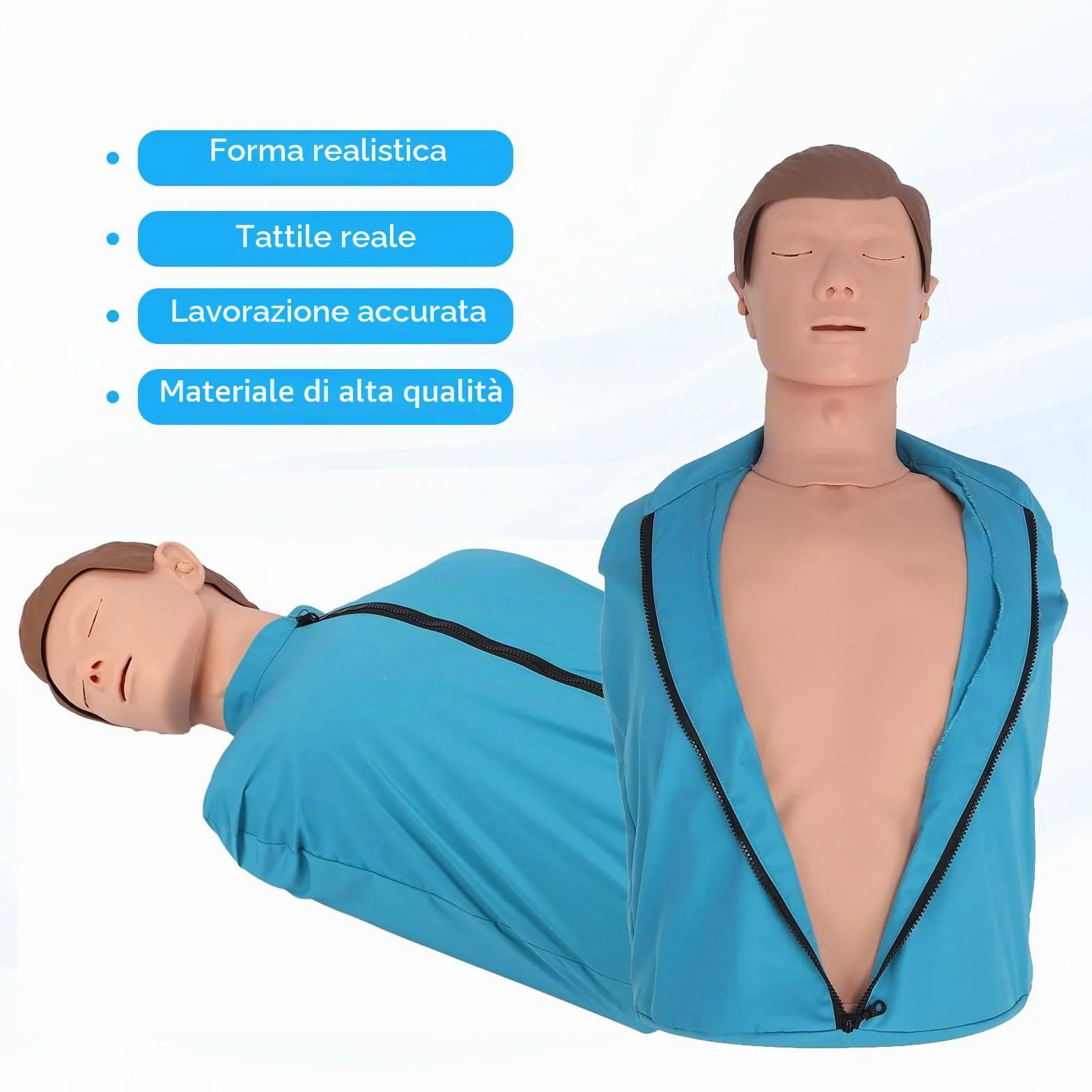Manichino Rianimazione Adulti Mezzo Corpo RCP Kit Addestramento Modello Didattico