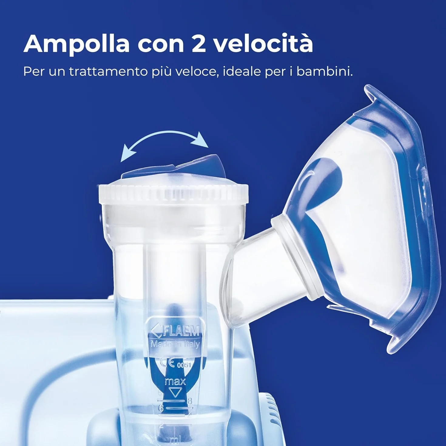 Flaem Neb-Aid Duo Aerosol Compatto per Alte e Basse Vie Respiratorie con Mascherine Soft Touch e Filtro Aria, Made in Italy