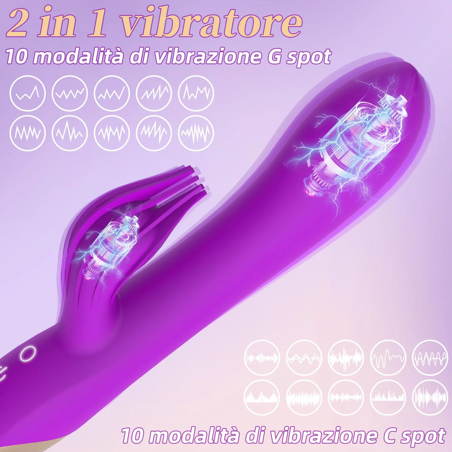 Vibratoreper Donna Professionale Clotoride Grandi Sex Toys 10 Modo Vibratoriper Donne Punto G Squirting Dildo Realistico Vibratore Rabbit Sexytoysys Donna Coppia Uomo Stimolatore per Clitoride(Viola)