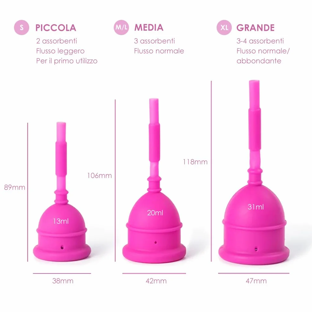 EUREKA! Cup Coppetta Mestruale Silicone Medico Svuotabile Senza Rimuoverla