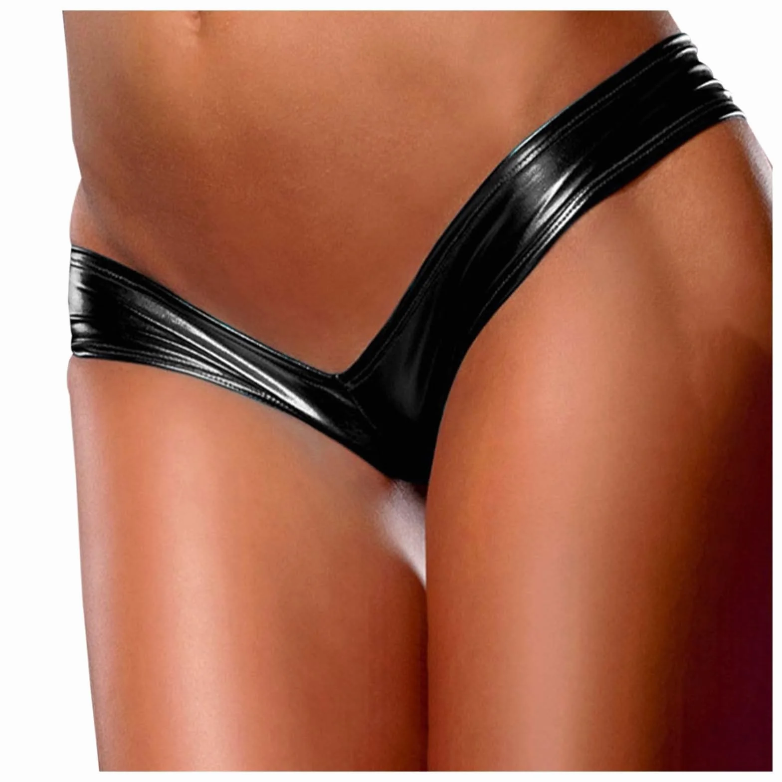 Donne Effetto Bagnato Perizoma Mutandine Cuoio Un Pezzo Biancheria Intima Wetlook Pantaloni Vita Bassa