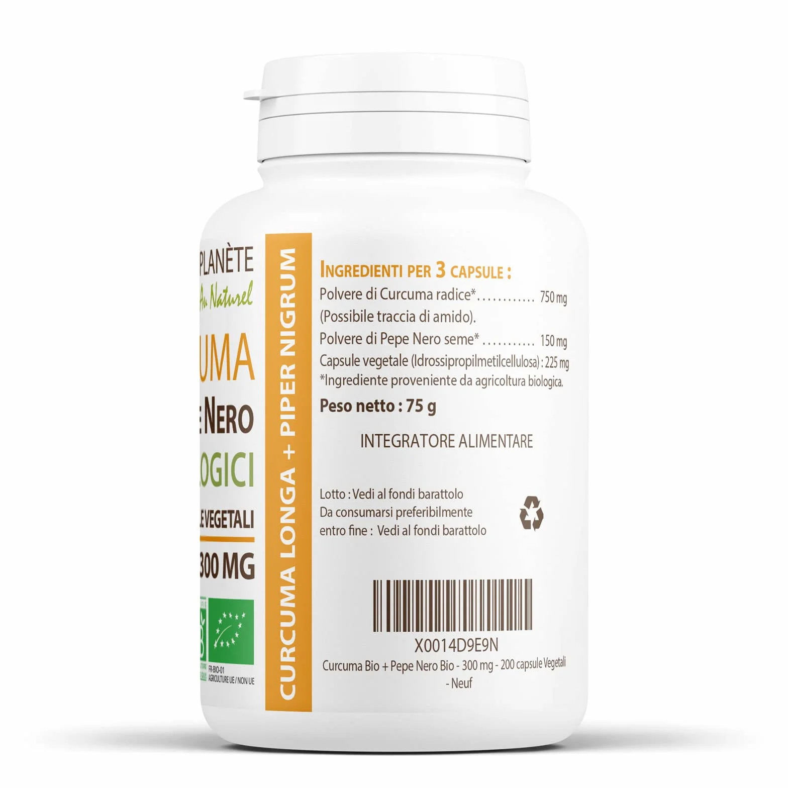 Curcuma Bio Pepe Nero Bio 300 mg 200 capsule Vegetali