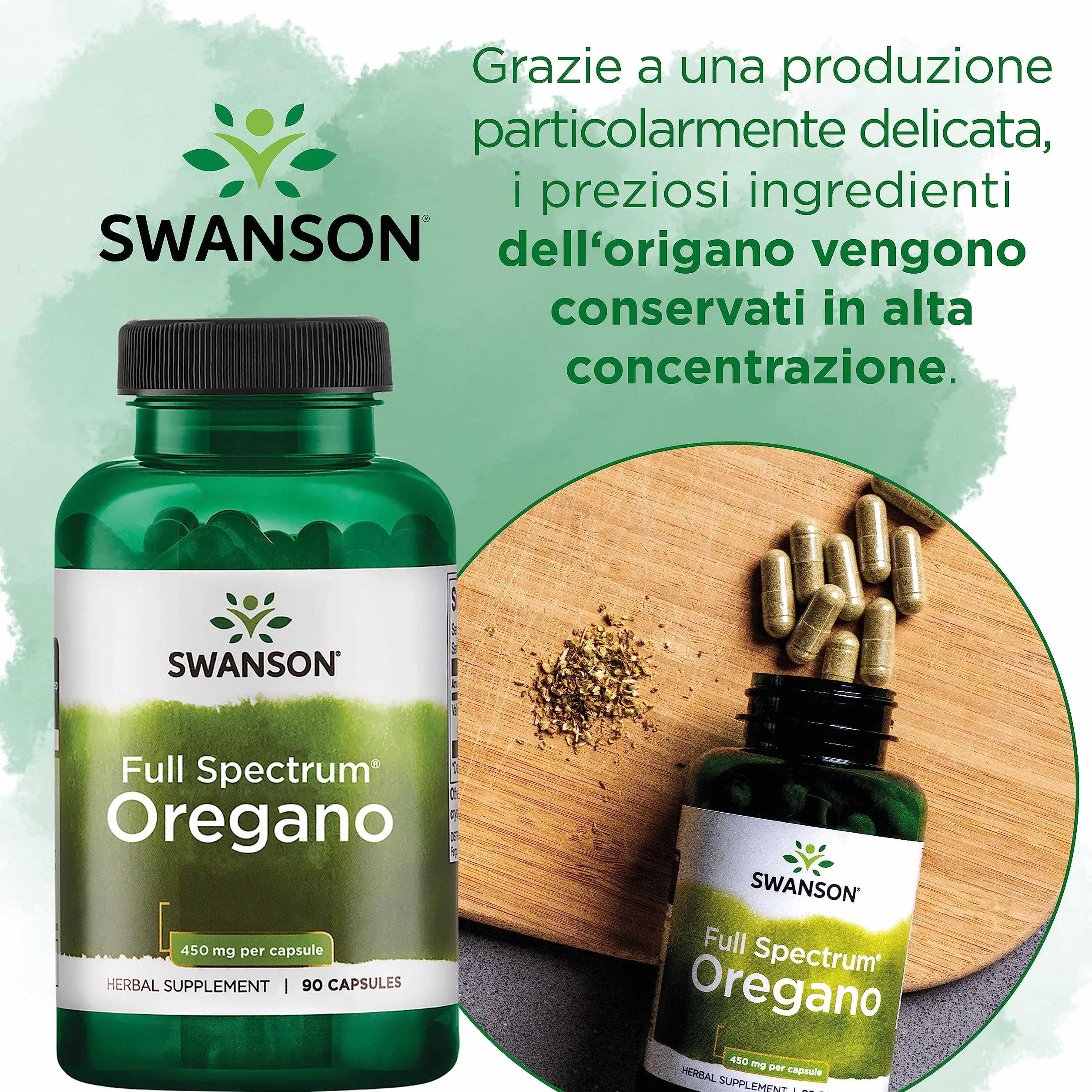 Swanson Full Spectrum Oregano 450mg 90 Capsule Origanum Vulgare