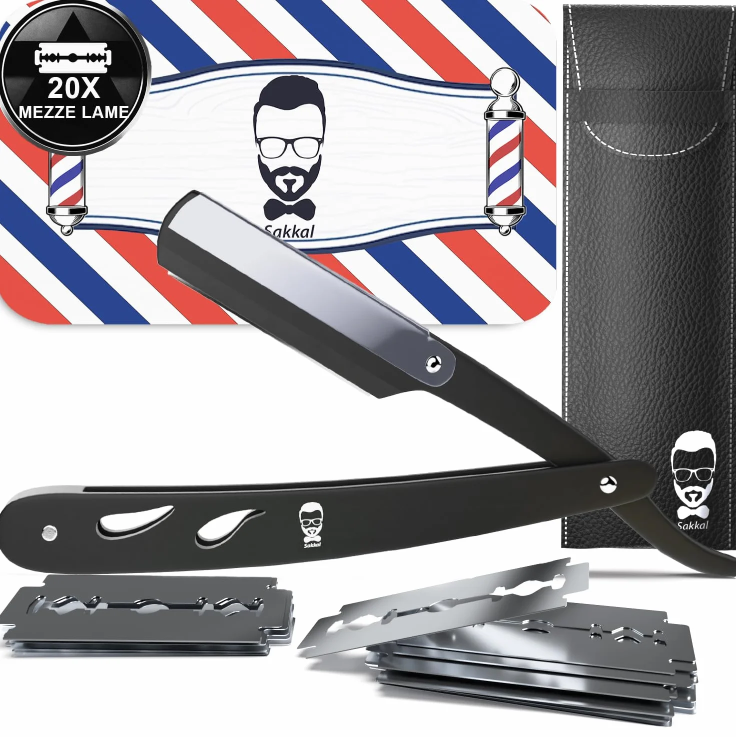 Rasoio a mano libera 20 Mezze lamette kit barba uomo professionale barbiere lame rasatura
